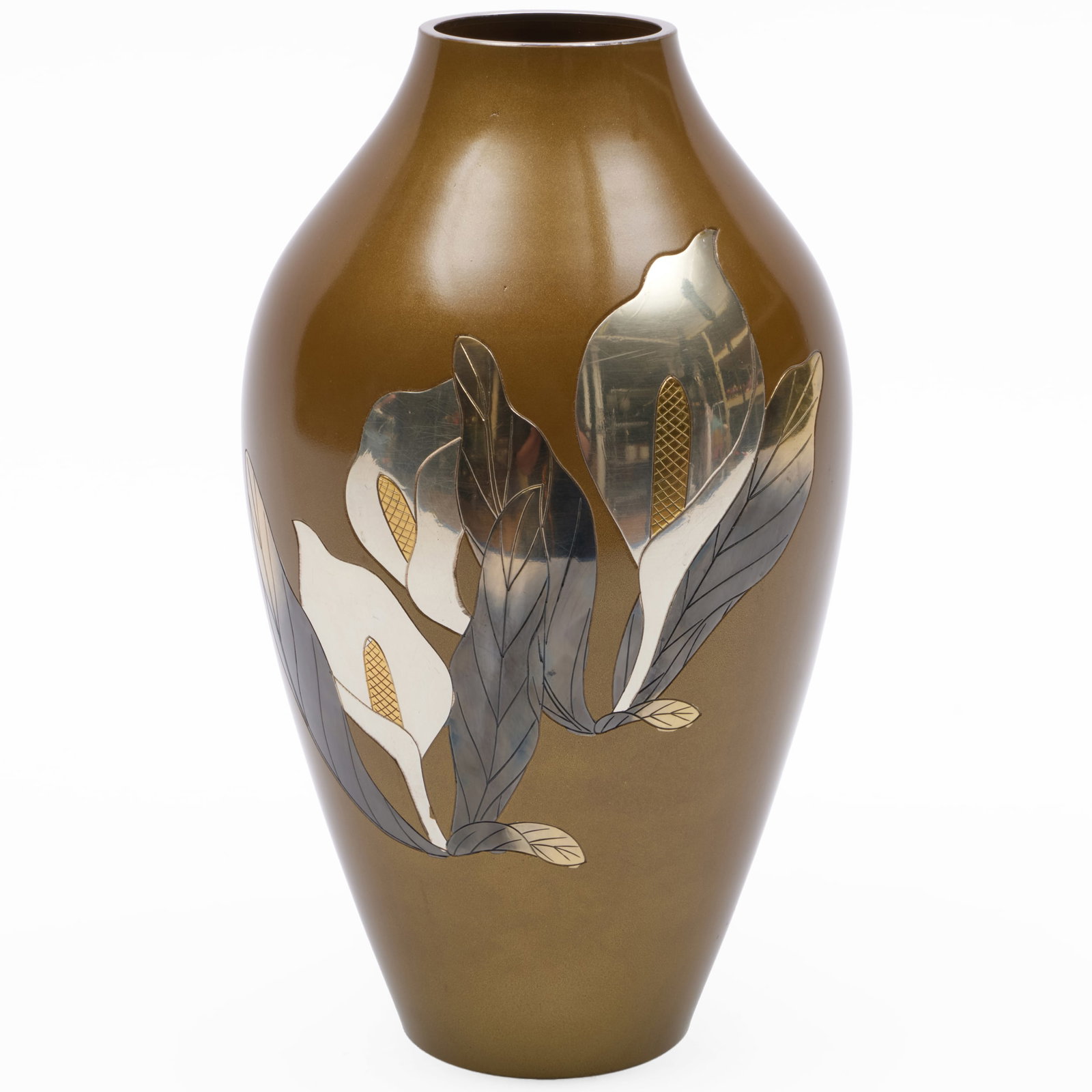 Japanese Mixed Metal Vase with Calla Lillies (1 of 8)