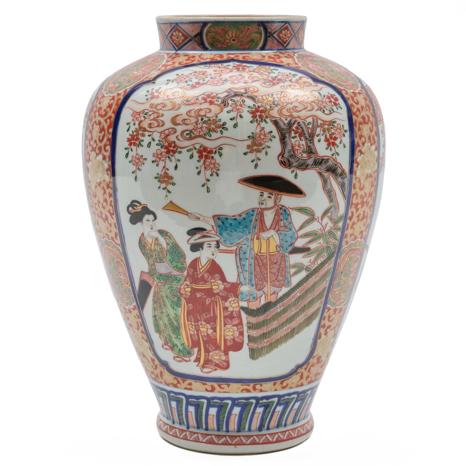 Japanese Imari Porcelain Vase: Japanese Imari Porcelain Vase Unmarked.13 x 9 in. diam. The Collection of James M. Labaugh Antiques, Pound Ridge, NY.