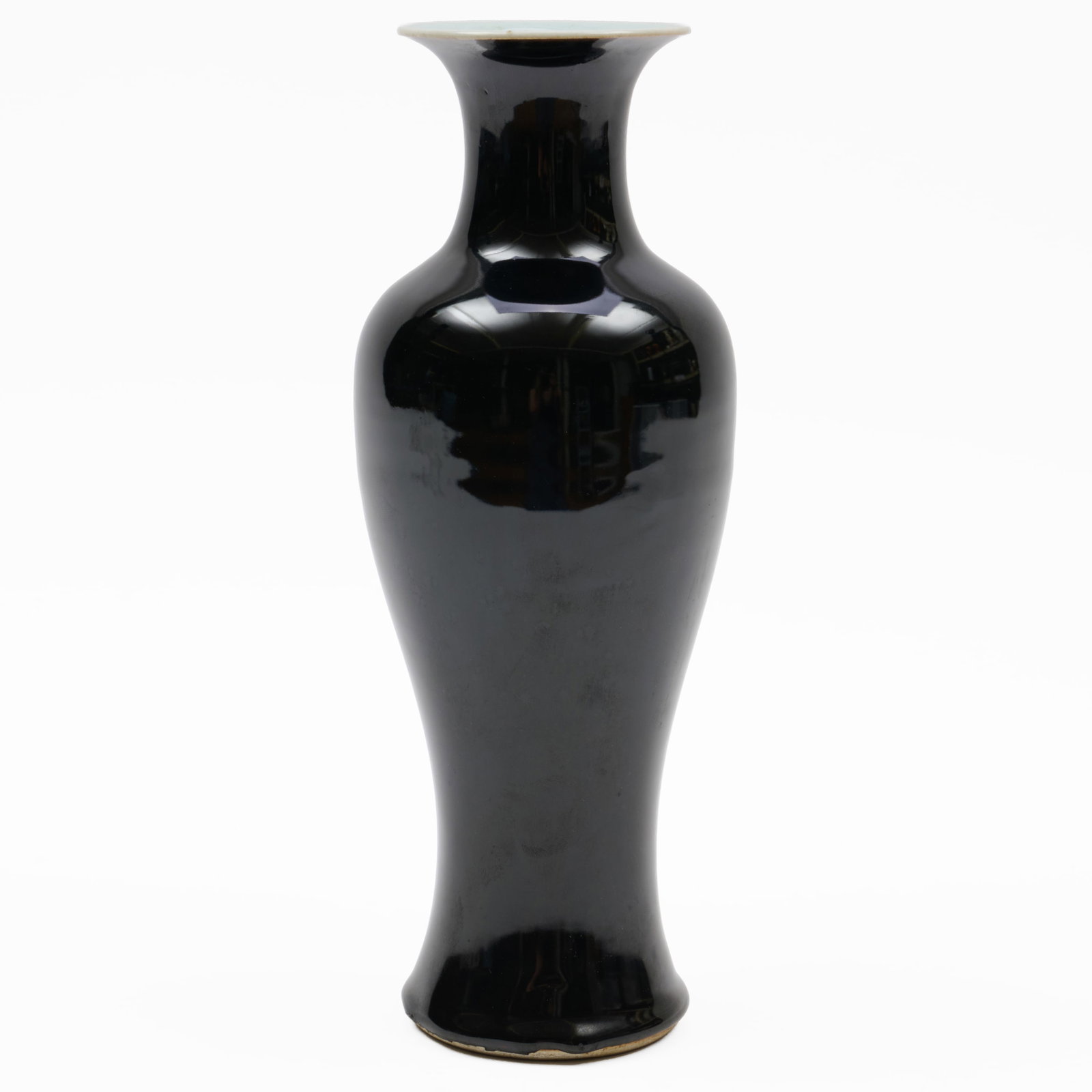 Chinese Famille Noire Porcelain Baluster Vase: Chinese Famille Noire Porcelain Baluster Vase Unmarked.12 1/2 x 4 1/2 in. diam. The Collection of James M. Labaugh Antiques, Pound Ridge, NY.