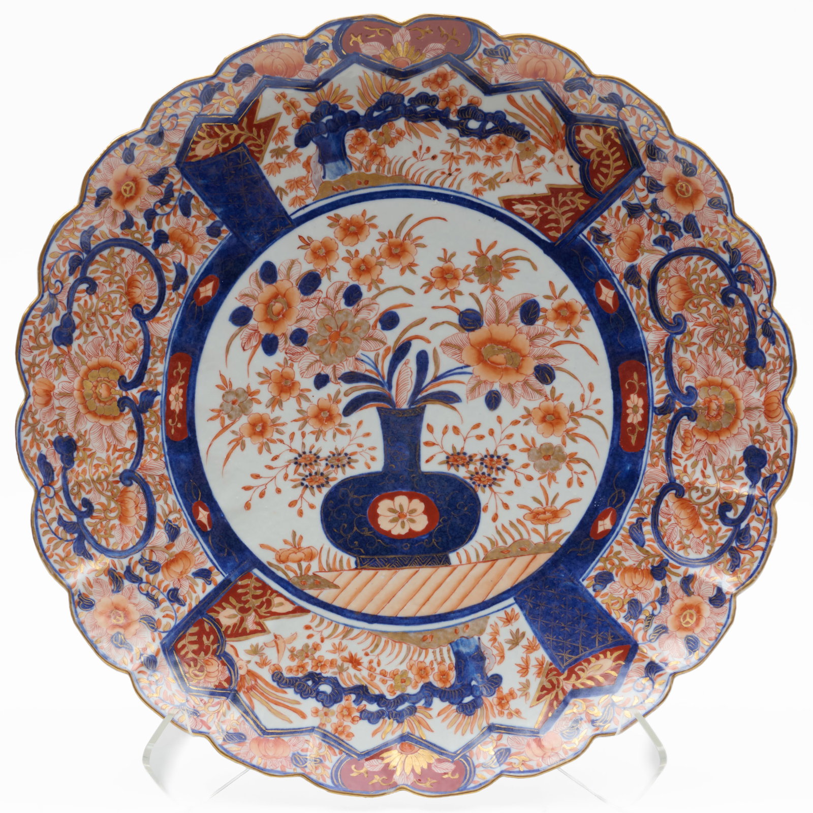 Large Japanese Imari Scallop Rim Charger: Large Japanese Imari Scallop Rim Charger Unmarked.2 1/4 x 17 1/2 in. diam. The Collection of James M. Labaugh Antiques, Pound Ridge, NY.