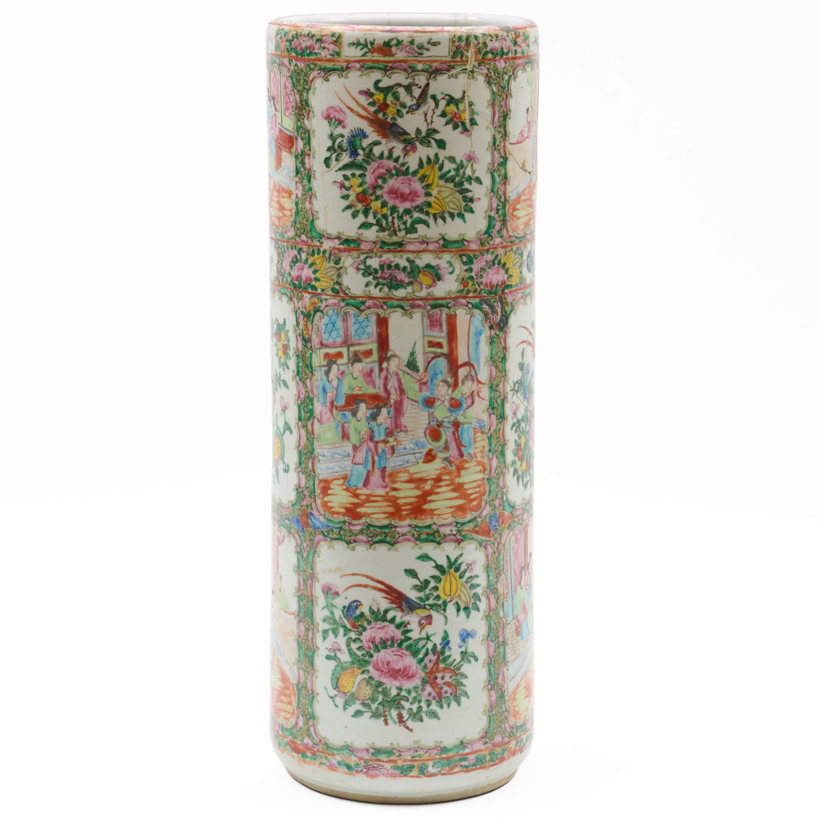 Chinese Export Rose Medallion Porcelain Umbrella Stand (1 of 9)