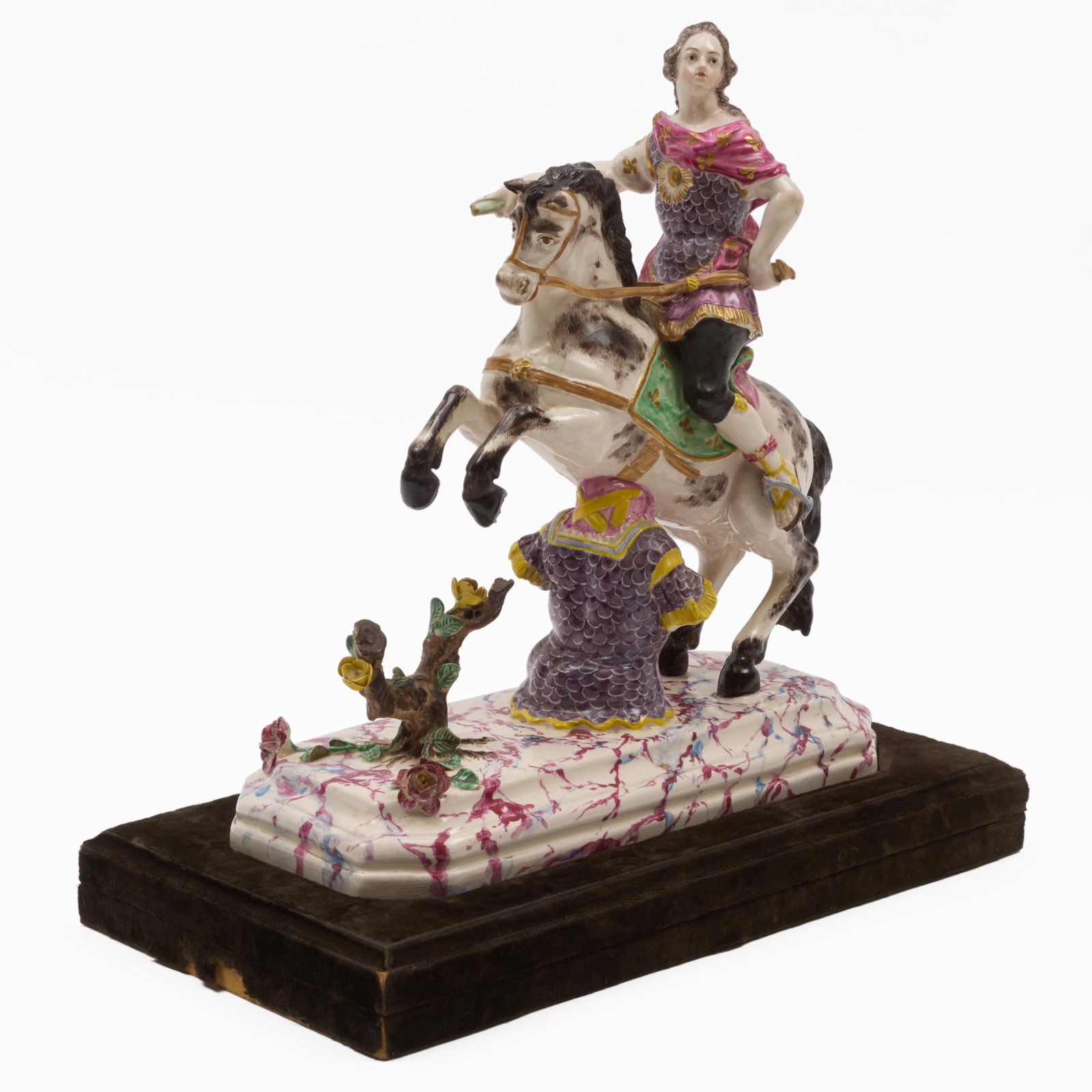 English Glazed Earthenware Equestrian Figure of St. George Slaying the Dragon (1 of 9)