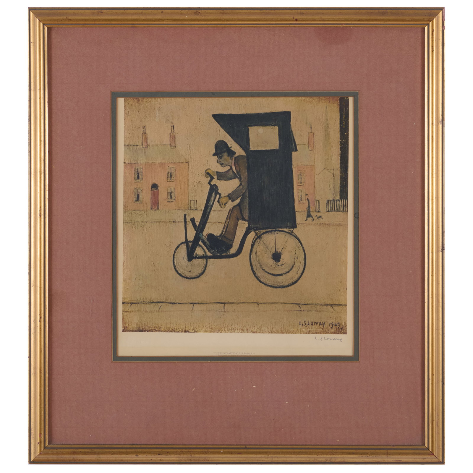 Laurence Stephen Lowry (1887-1976): The Contraption: Laurence Stephen Lowry (1887-1976): The Contraption Offset print in colors on heavy wove paper with text at bottom, 1975, signed in pencil, from the edition of 750. 17 1/2 x 16 in. (sheet), 24 x 22 in