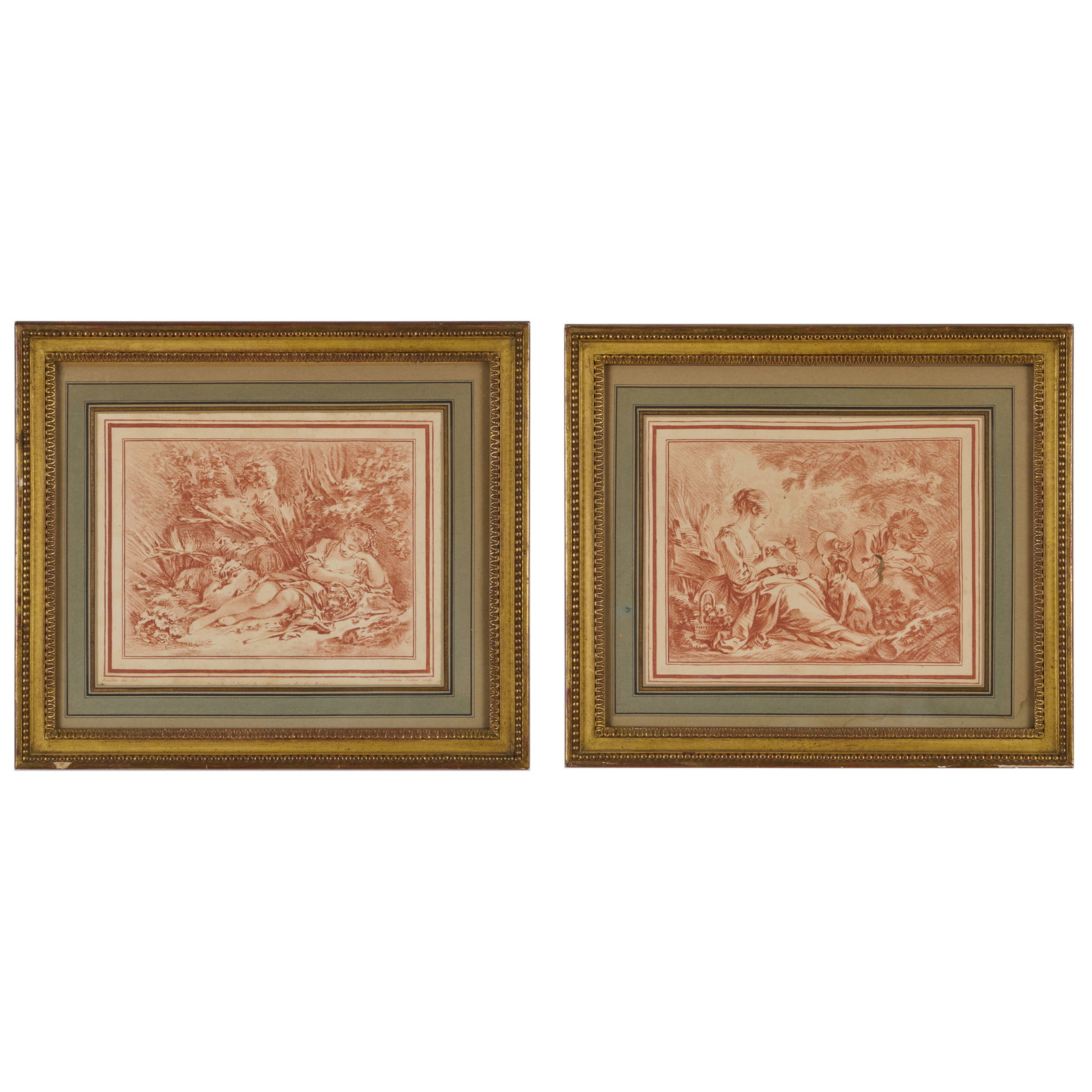 Gilles Demarteau (1750-1802), after Francois Boucher (1703-1770): Reclining Figures: A Pair (1 of 6)