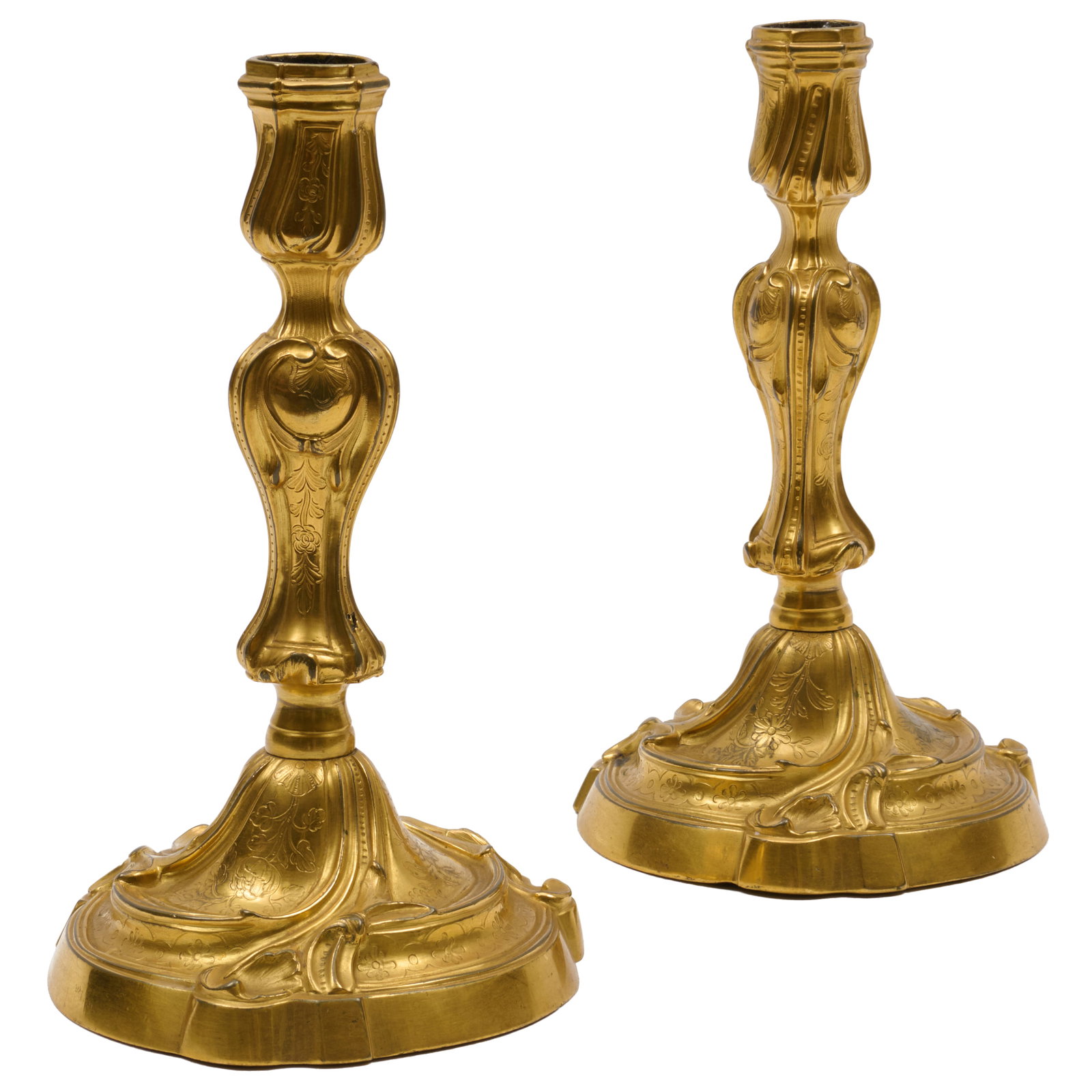 Pair of Louis XV Style Gilt-Bronze Candlesticks (1 of 8)