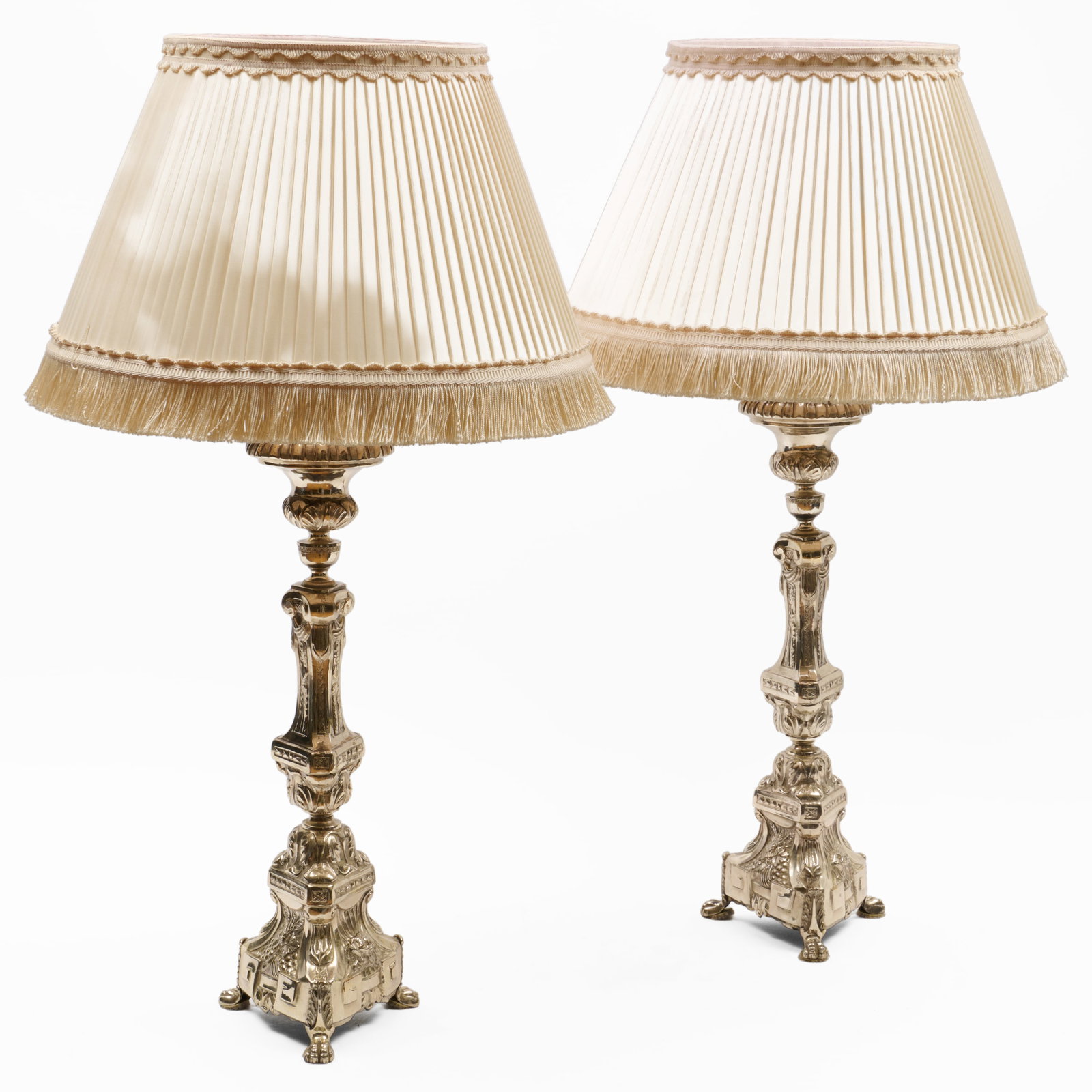 Pair of Silver Metal Candlesticks Mounted as Lamps (1 of 7)