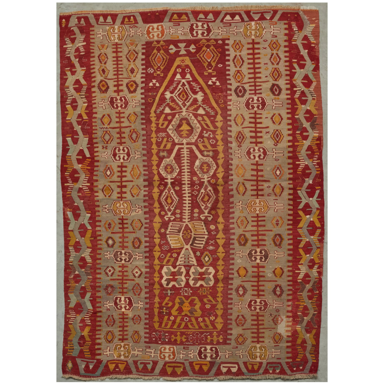 Turkish Kilim Carpet: Turkish Kilim Carpet Lined with cotton.6 ft. 5 x 4 ft. 4 in.
