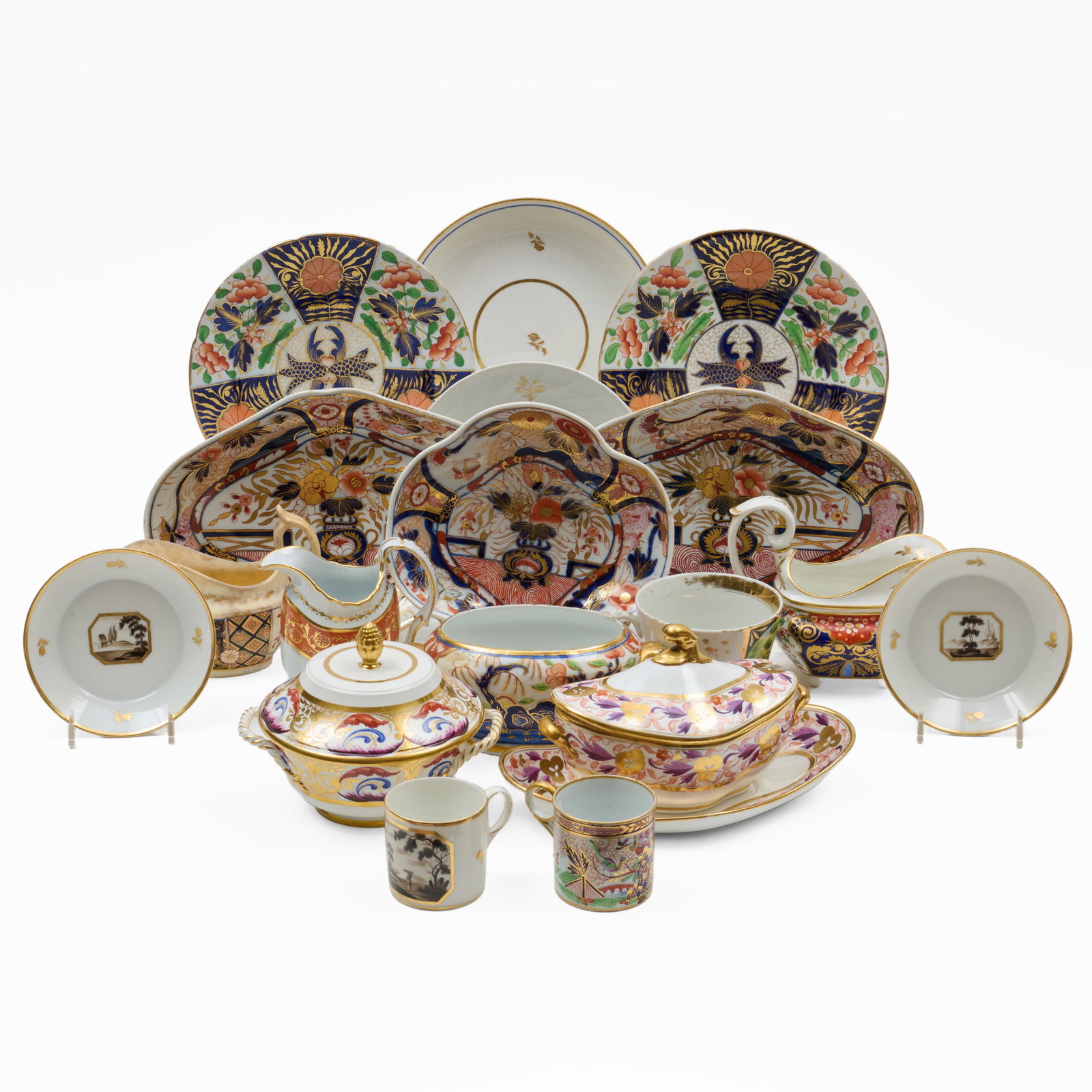 Group of English Iron Red and Cobalt Ground Porcelain Tablewares (1 of 20)