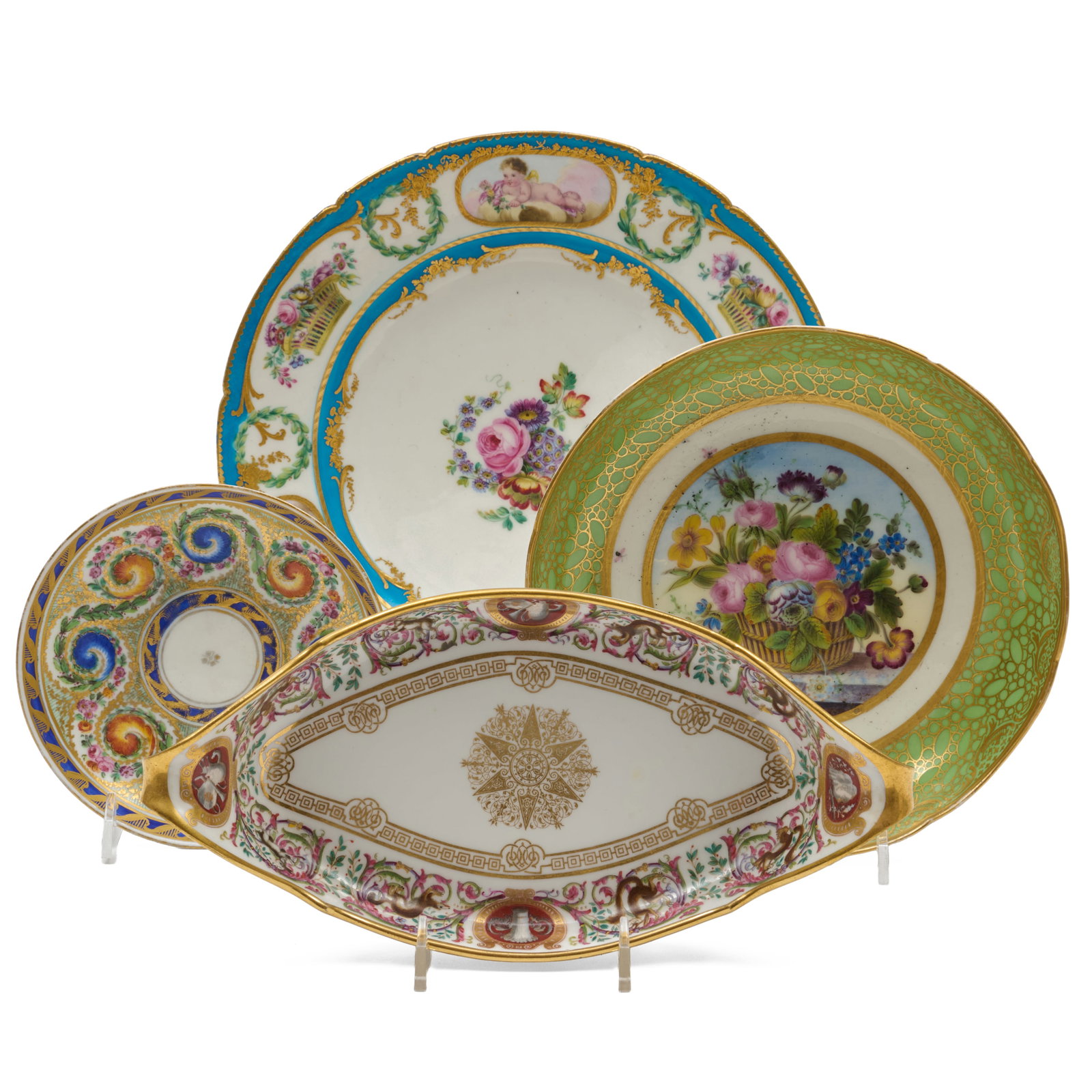 Group of Sevres and Sevres Style Gilt Decorated Porcelain Wares (1 of 11)