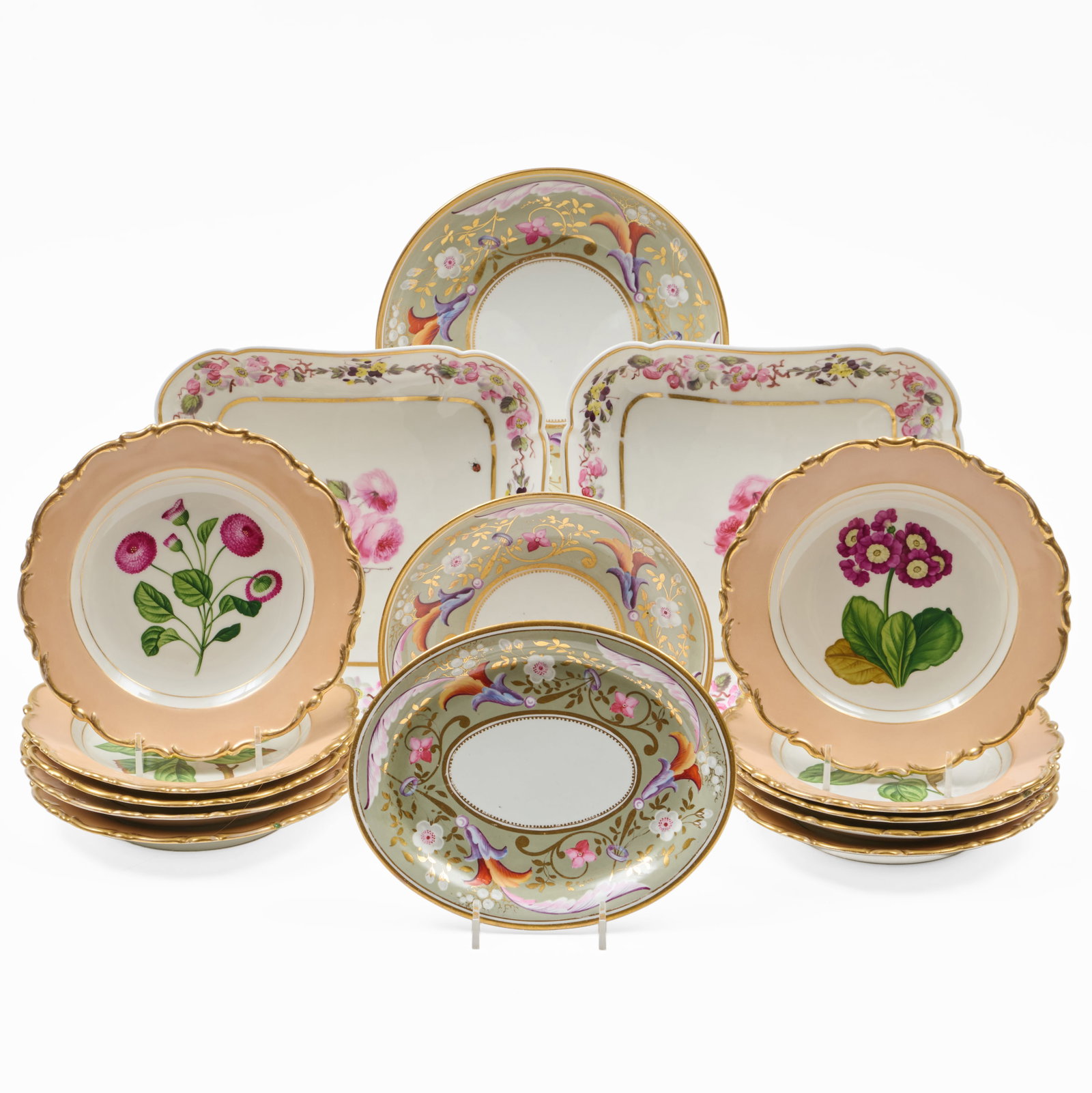 Group of Continental Porcelain Dessert Wares Decorated with Flowers (1 of 20)