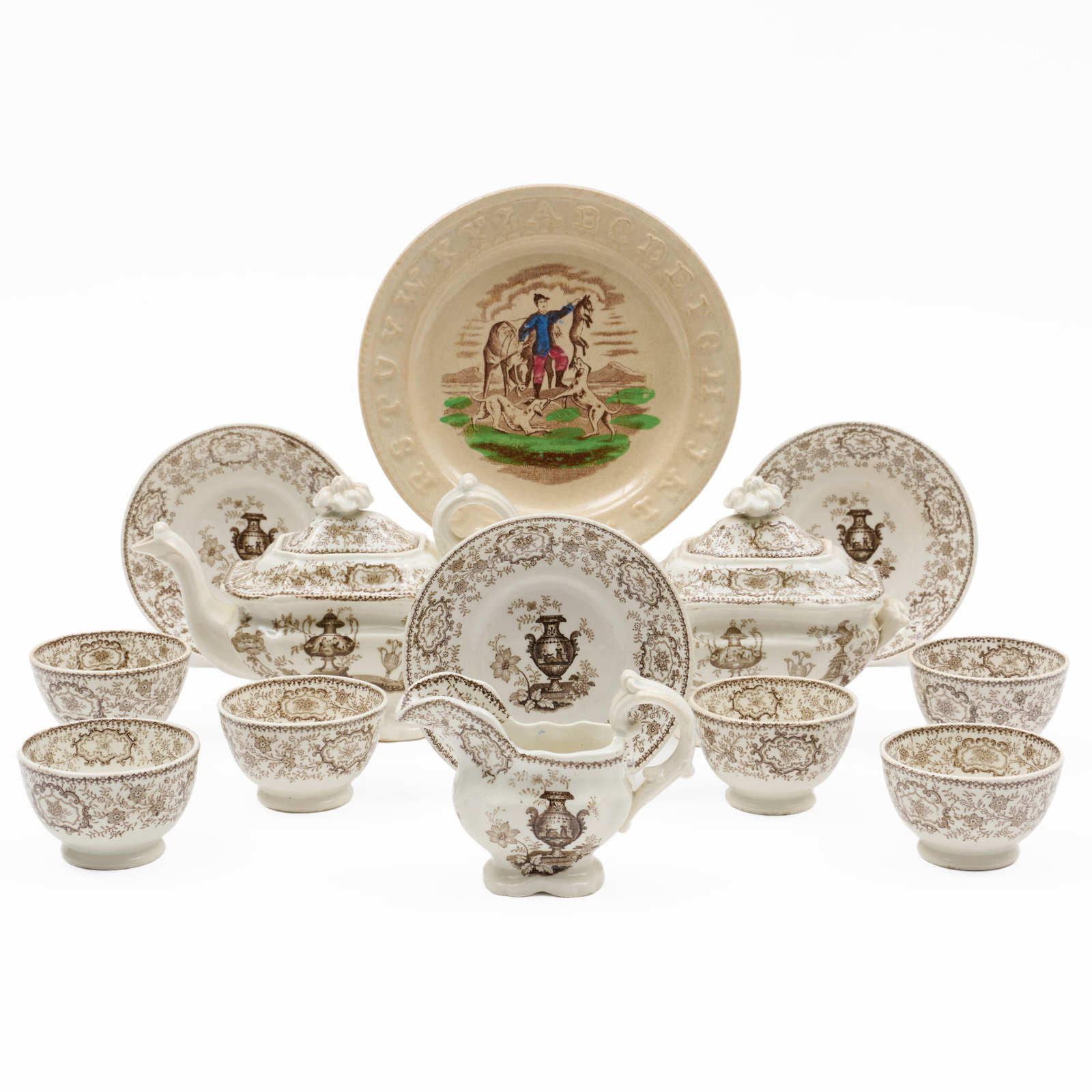 English J. & G. Alcock. Transfer Printed Child's Porcelain Tea Service in the 'Pompeii' Pattern (1 of 20)