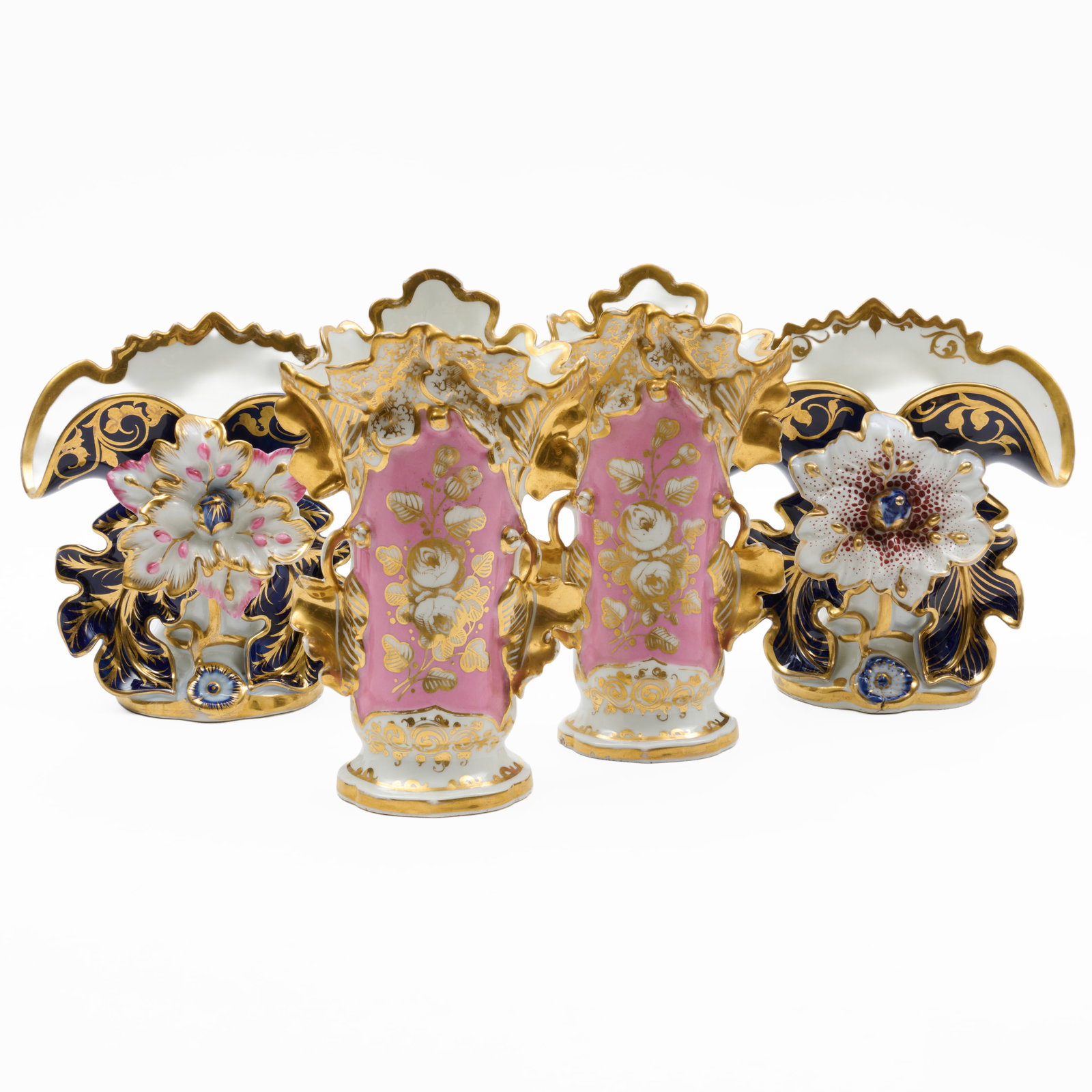 Two Pairs of Gilt and Flower Decorated Paris Porcelain Spill Vases (1 of 16)