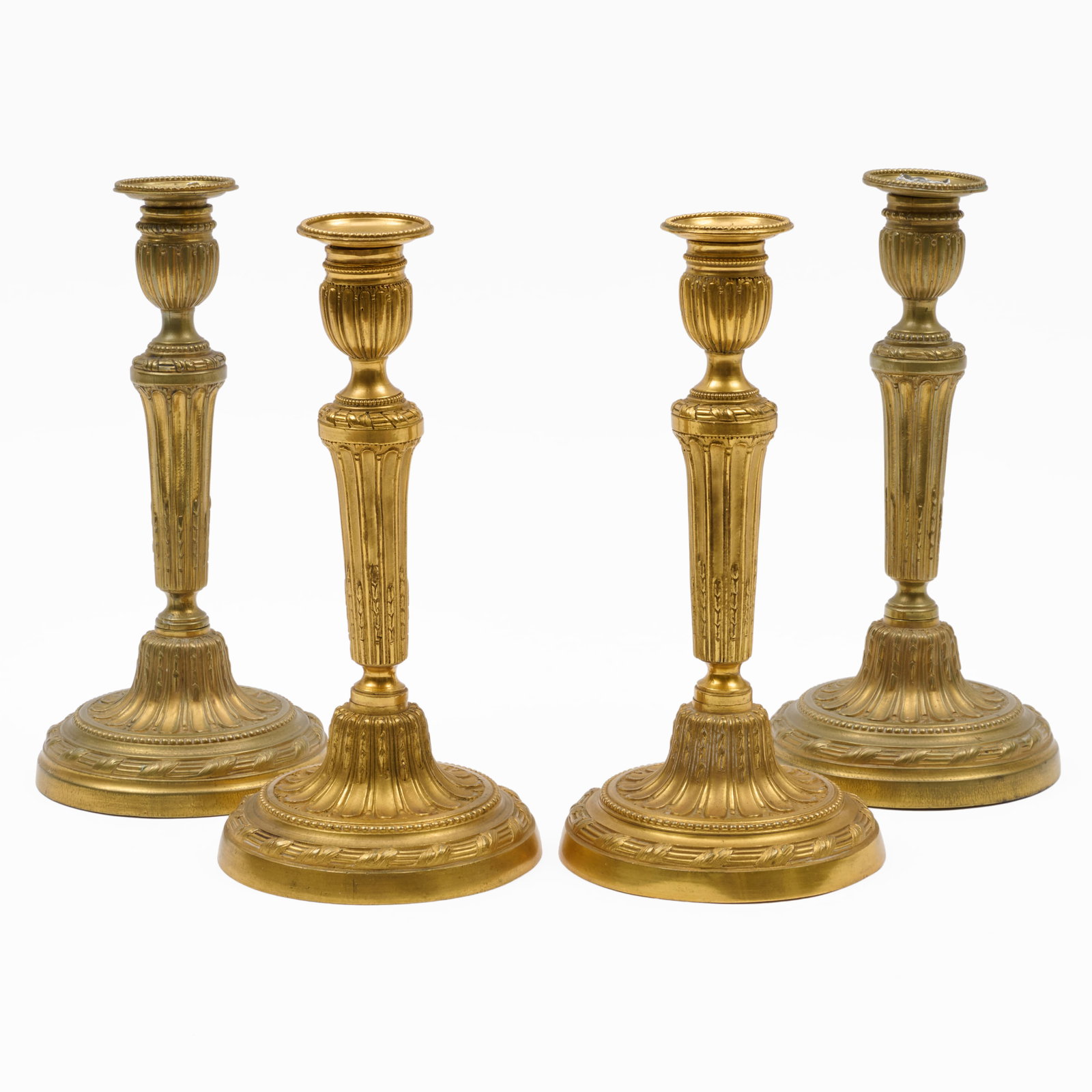 Set of Four Louis XVI Style Gilt-Bronze Candlesticks (1 of 7)