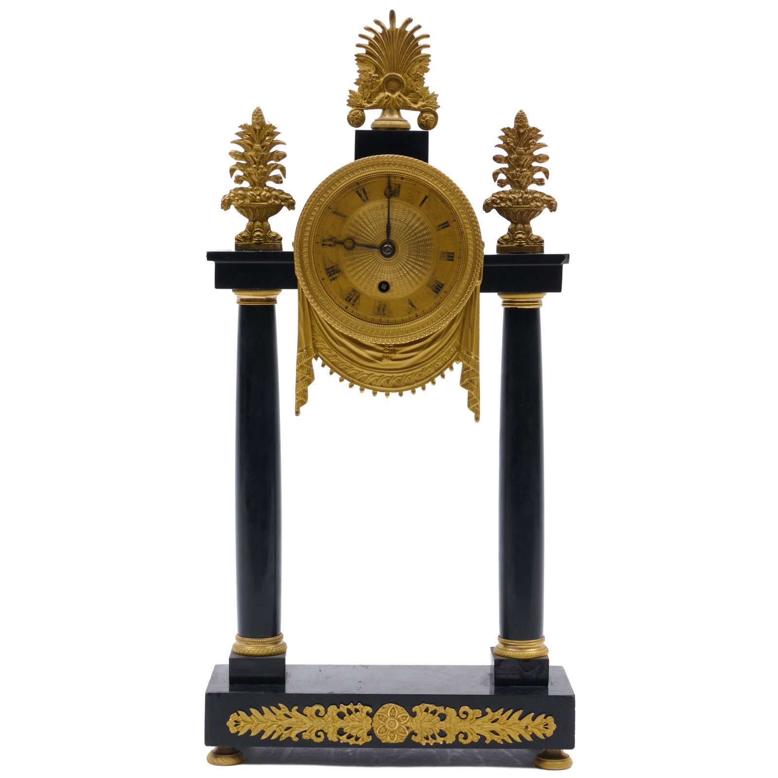 Empire Style Gilt-Bronze-Mounted Black Marble Mantel Clock (1 of 10)