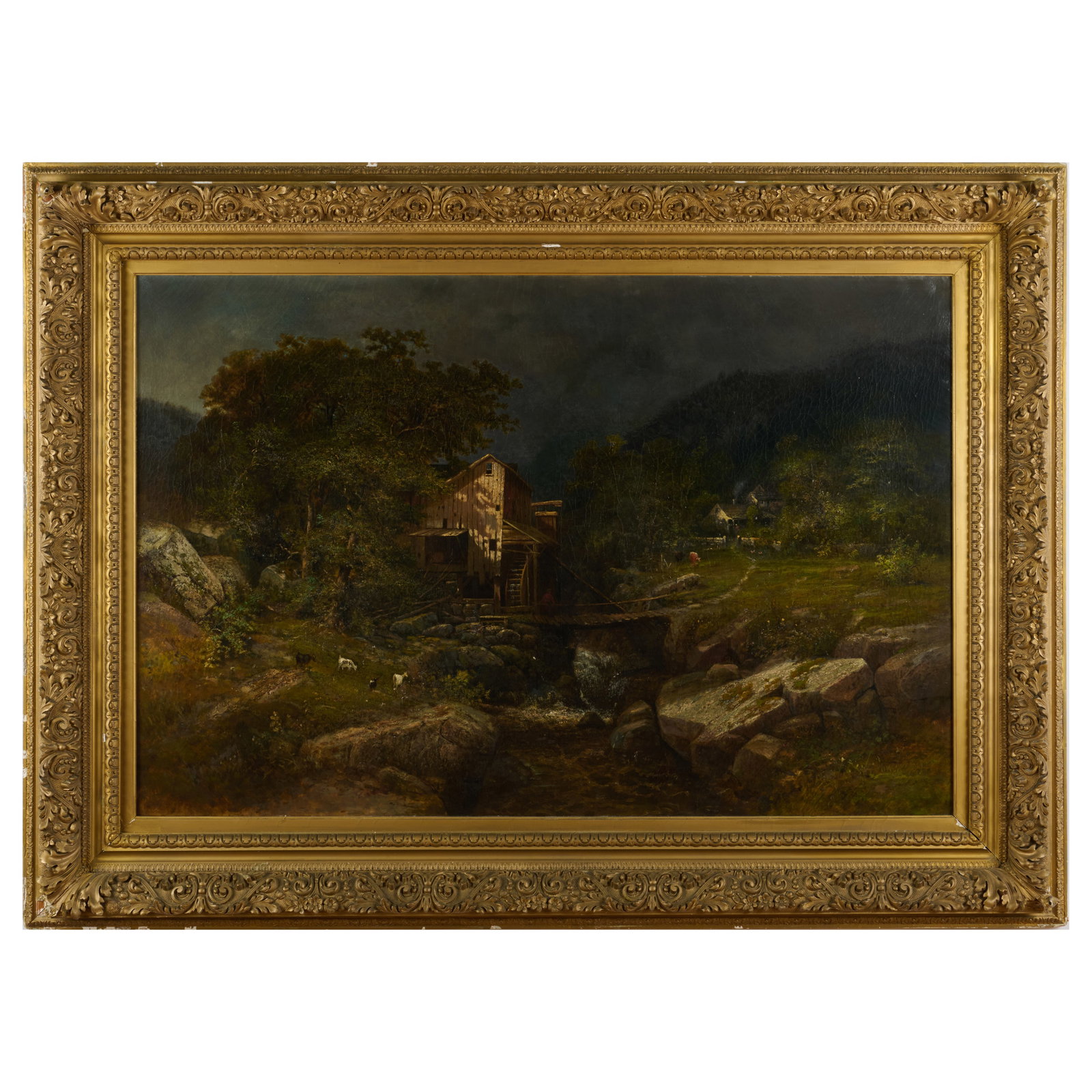 American School: The Mill Near Yorkville: American School: The Mill Near Yorkville Oil on canvas, unsigned, with label from Alexander Gallery, NY.34 x 52 in., 48 x 65 1/2 in. (frame).