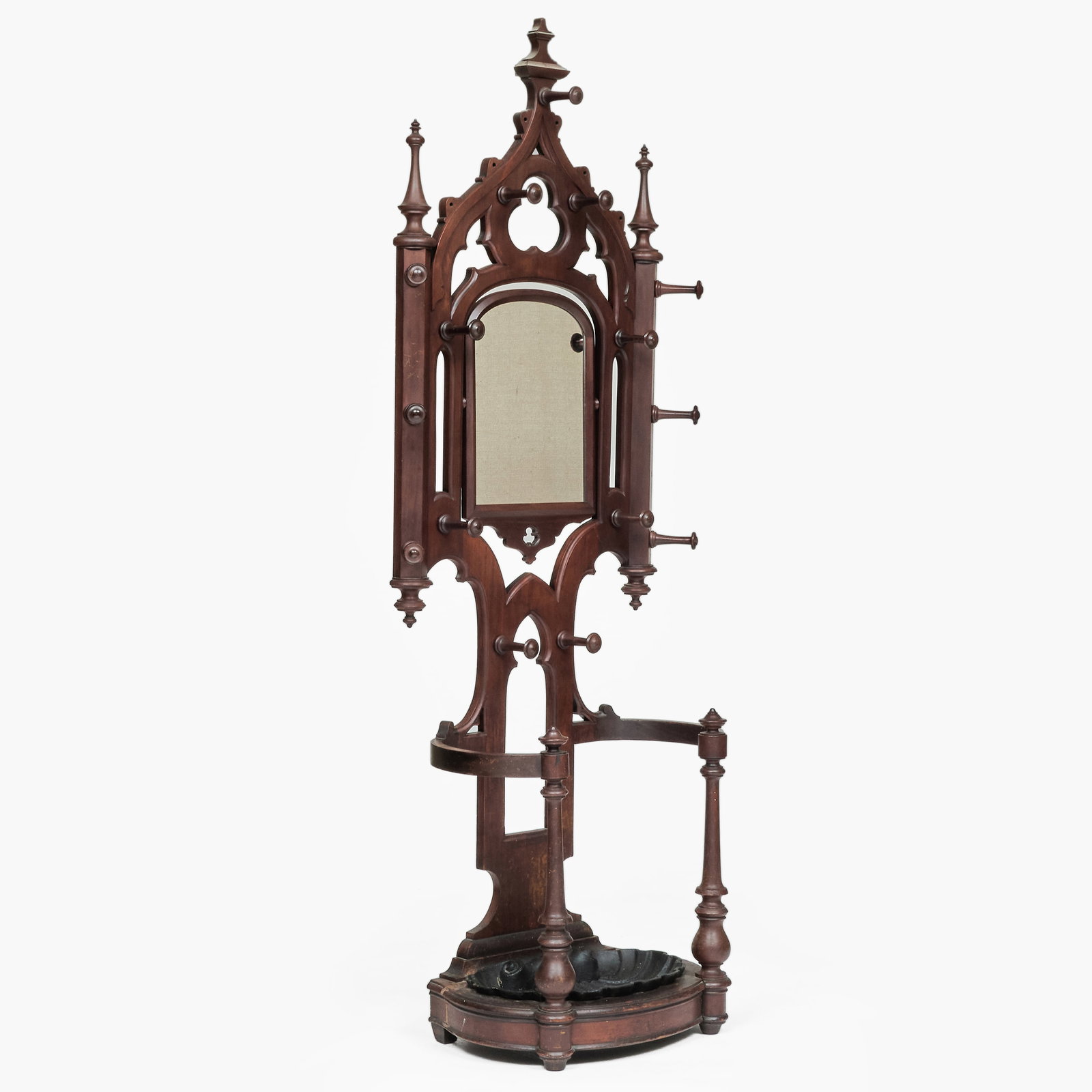 Gothic Revival Walnut Hall Tree - 2