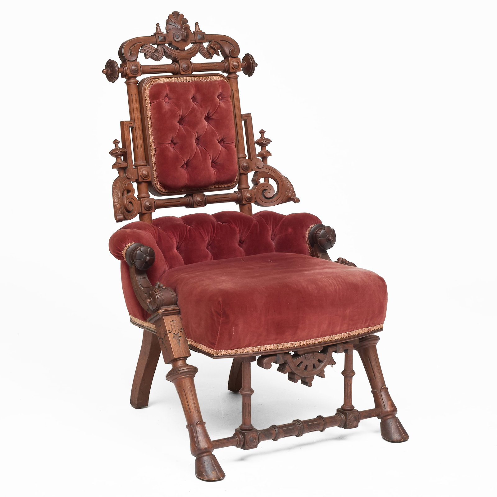 George Hunzinger Renaissance Revival Carved Walnut Parlor Chair (1 of 7)