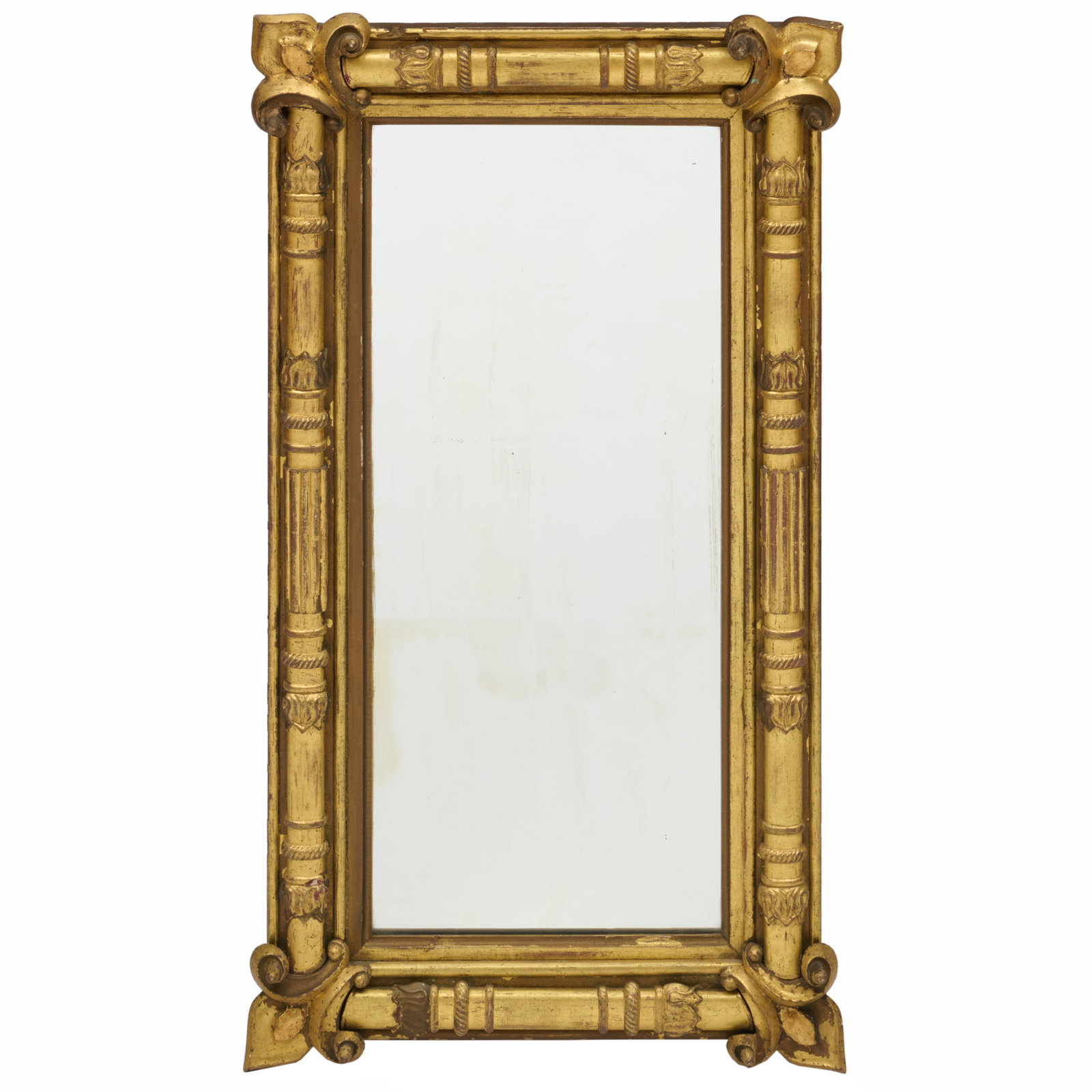 Classical Carved Gilt Wood Split Column Pier Mirror, Attributed to Isaac Platt, New York: Classical Carved Gilt Wood Split Column Pier Mirror, Attributed to Isaac Platt, New York 46 1/2 x 26 x 3 1/2 in. Note: A similar example attributed to the shop of Isaac L. Platt is in the collection o
