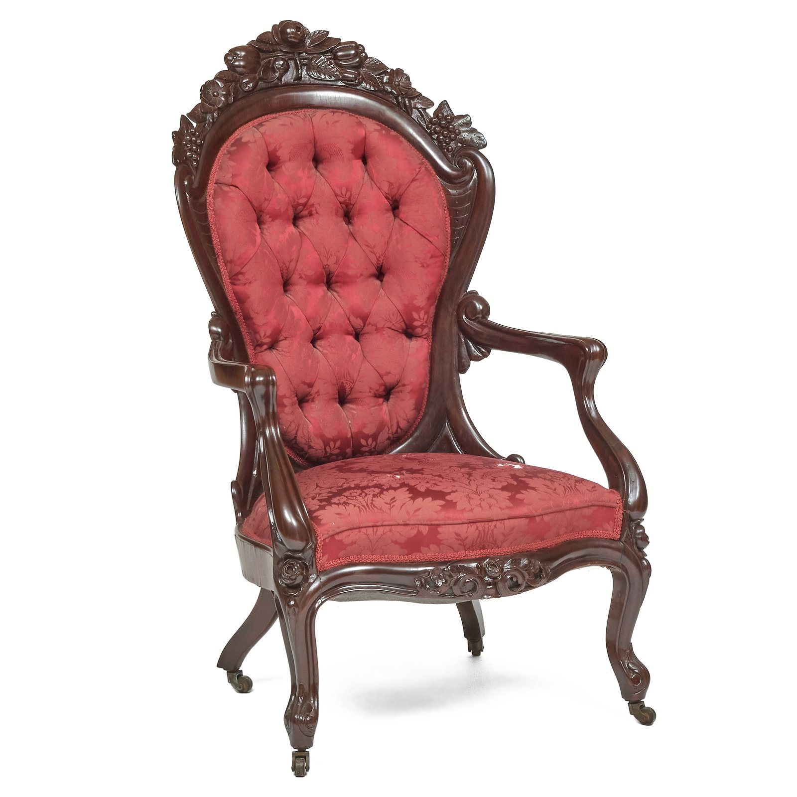 John Henry Belter Rosewood Armchair in the 'Rosalie' Pattern (1 of 8)