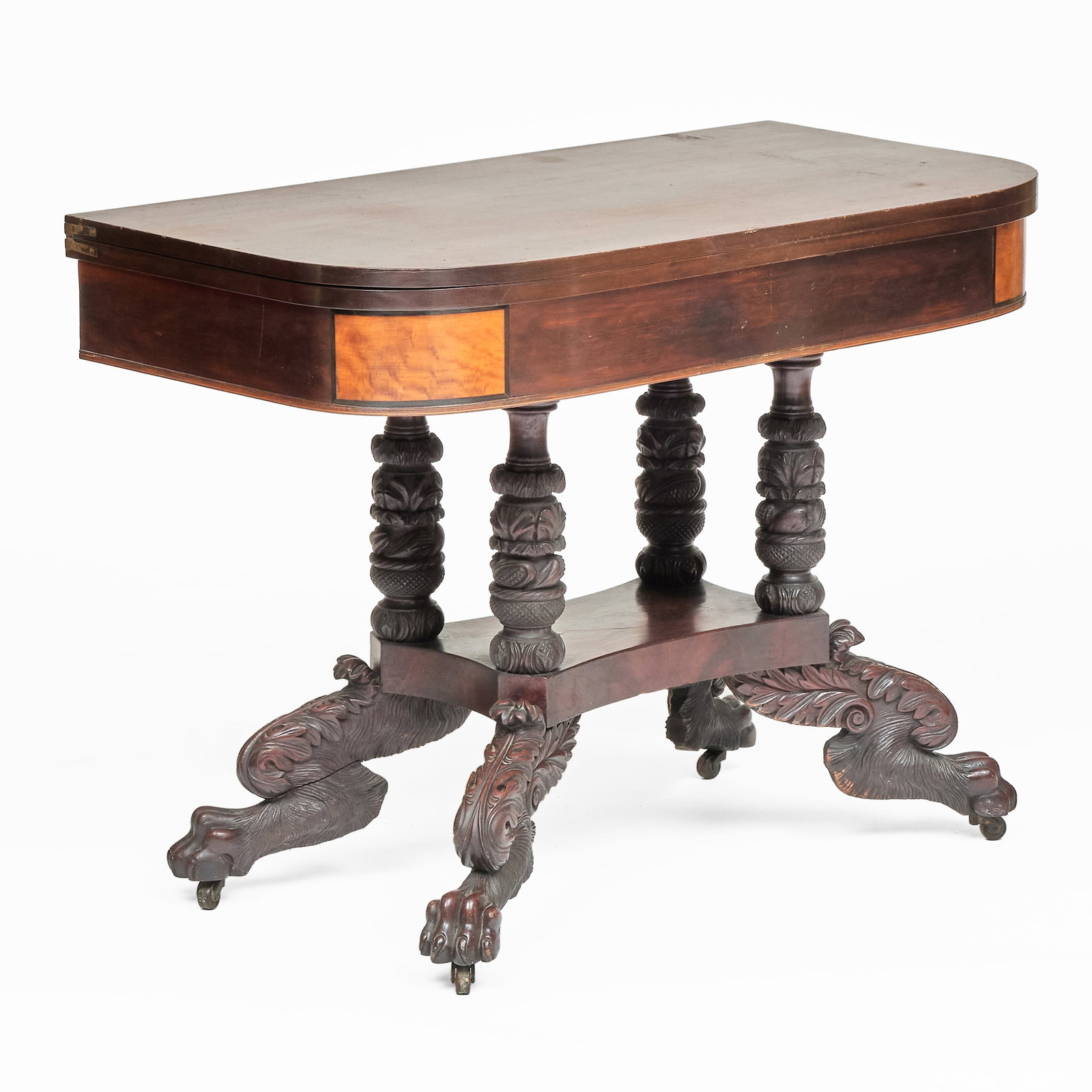 American Empire Carved Mahogany Card Table (1 of 10)