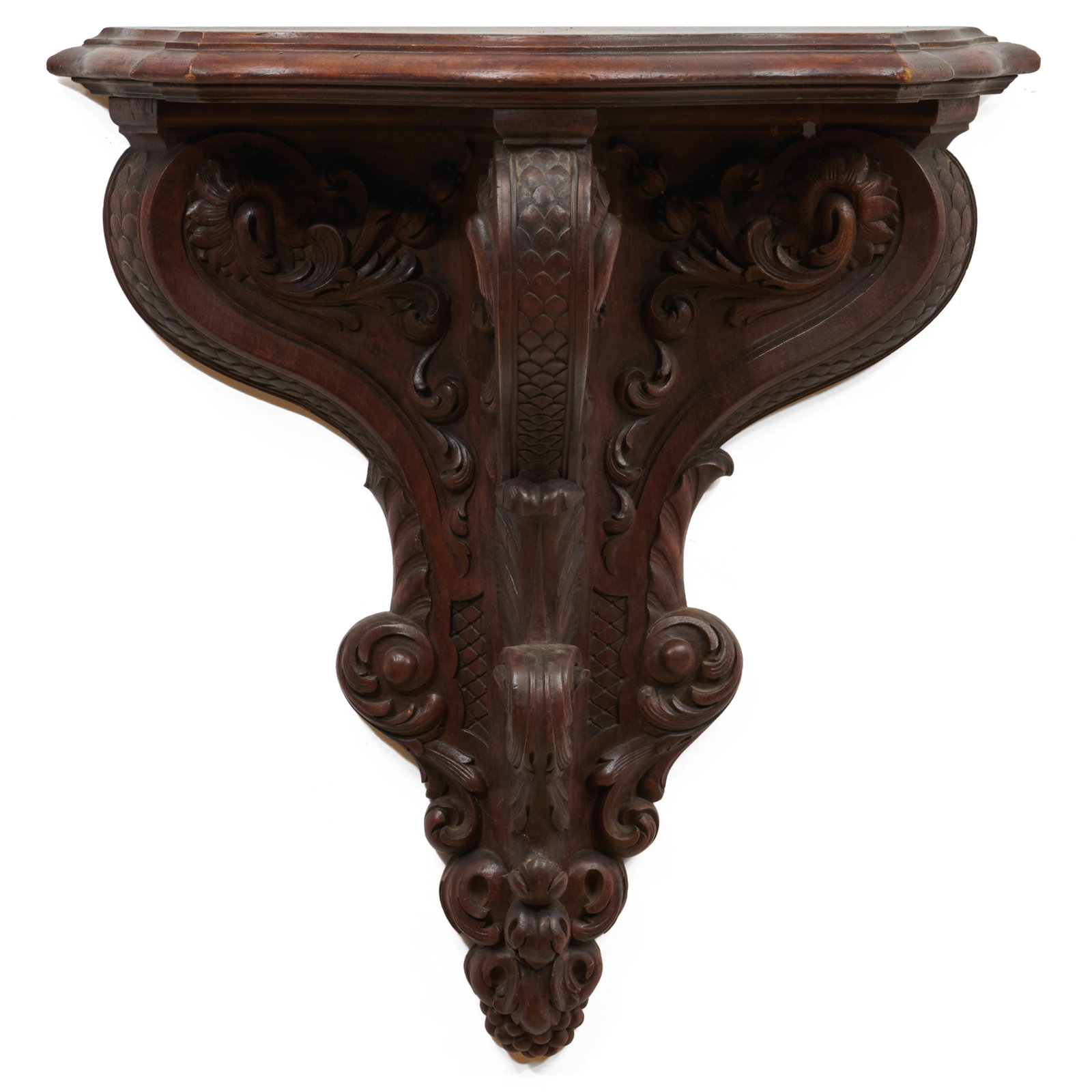 Large Victorian Carved Walnut Bracket Shelf (1 of 6)