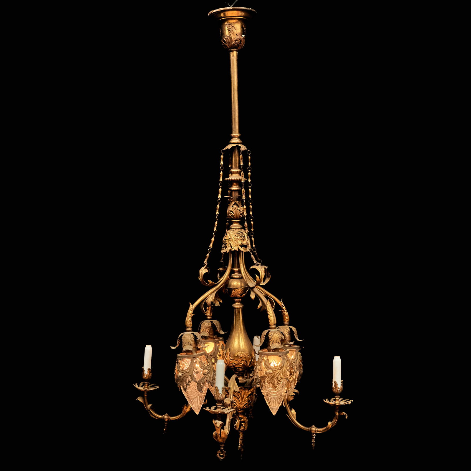 Pair of Late Victorian Eight Arm Gas and Electric Brass Chandeliers (1 of 20)