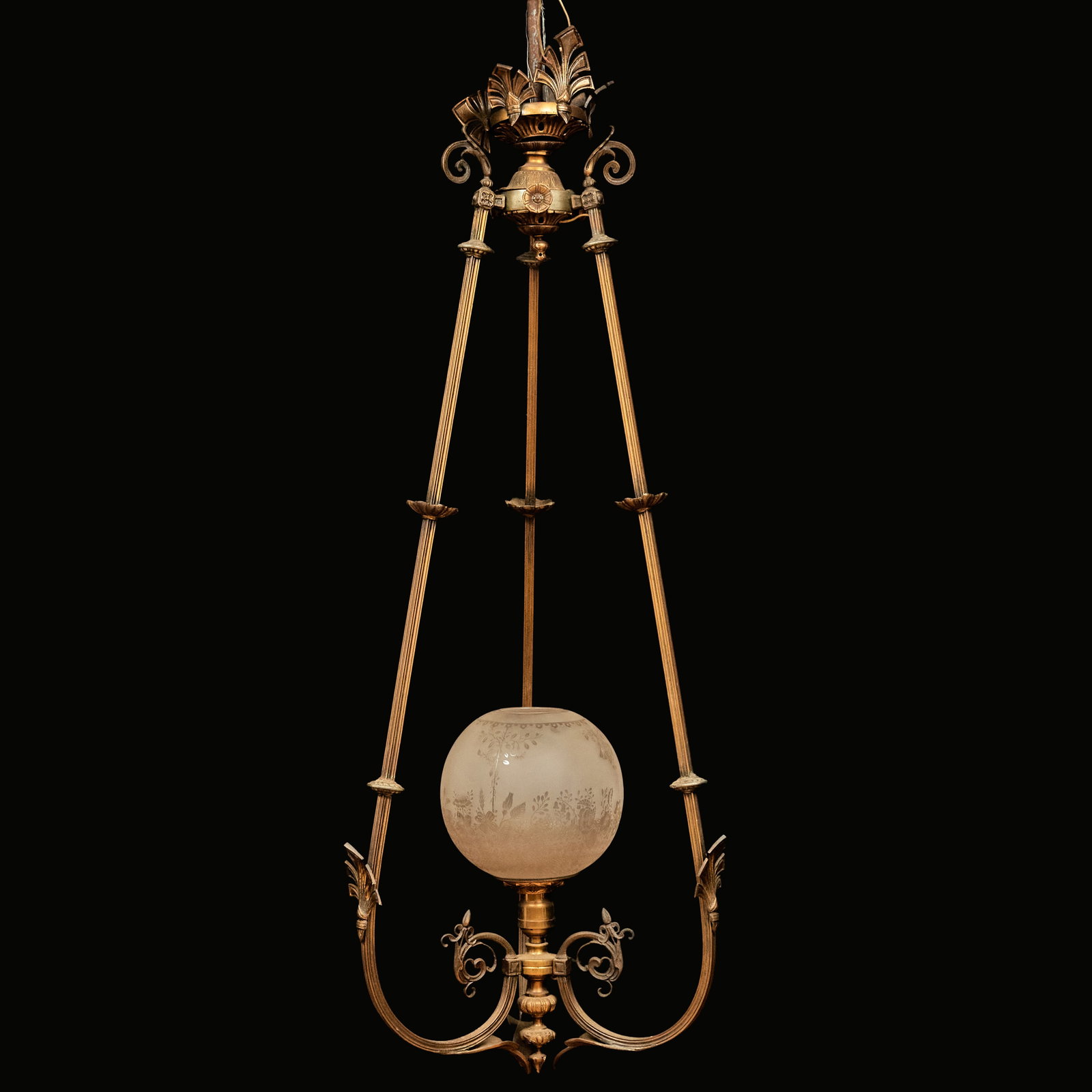 Renaissance Revival Single Light Brass Hall Fixture (1 of 10)