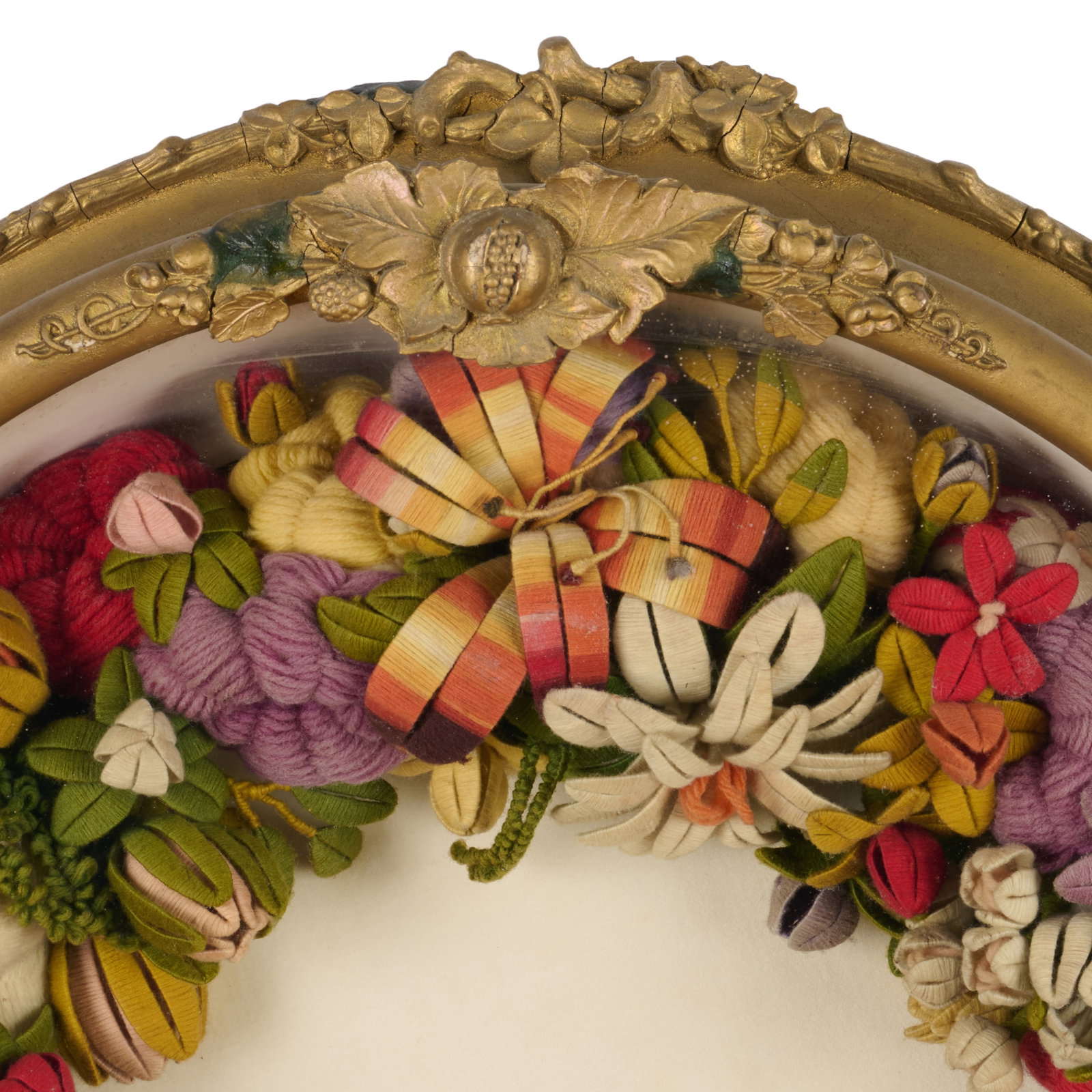 Two Victorian Woolwork Wreaths - 3