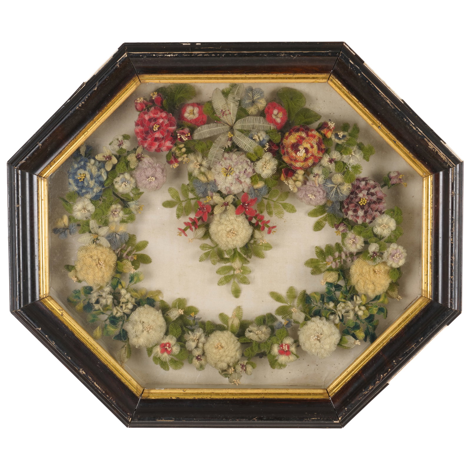 Two Victorian Woolwork Wreaths - 5