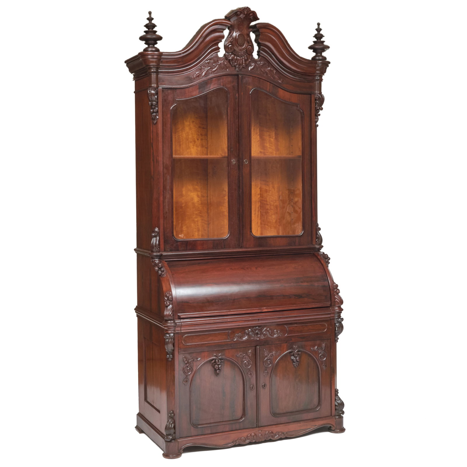 Rococo Revival Rosewood Mechanical Secretary Desk, Possibly J. & J.W. Meeks: Rococo Revival Rosewood Mechanical Secretary Desk, Possibly J. & J.W. Meeks 103 x 49 x 25 in. Property from the Collection of Joan Bogart.