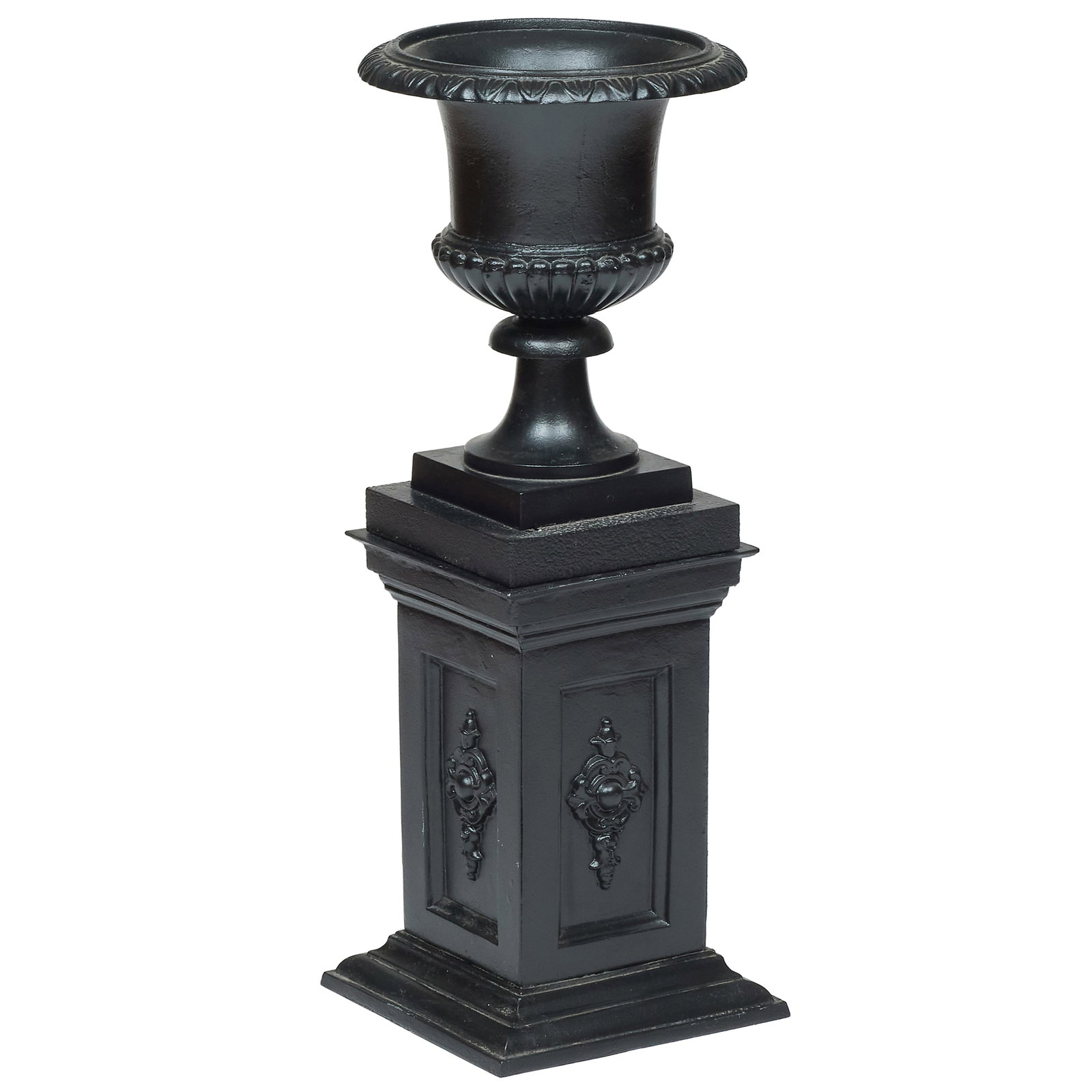 Small Victorian Cast Iron Urn on Plinth: Small Victorian Cast Iron Urn on Plinth 31 1/2 x 11 x 11 in. Property from the Collection of Joan Bogart.
