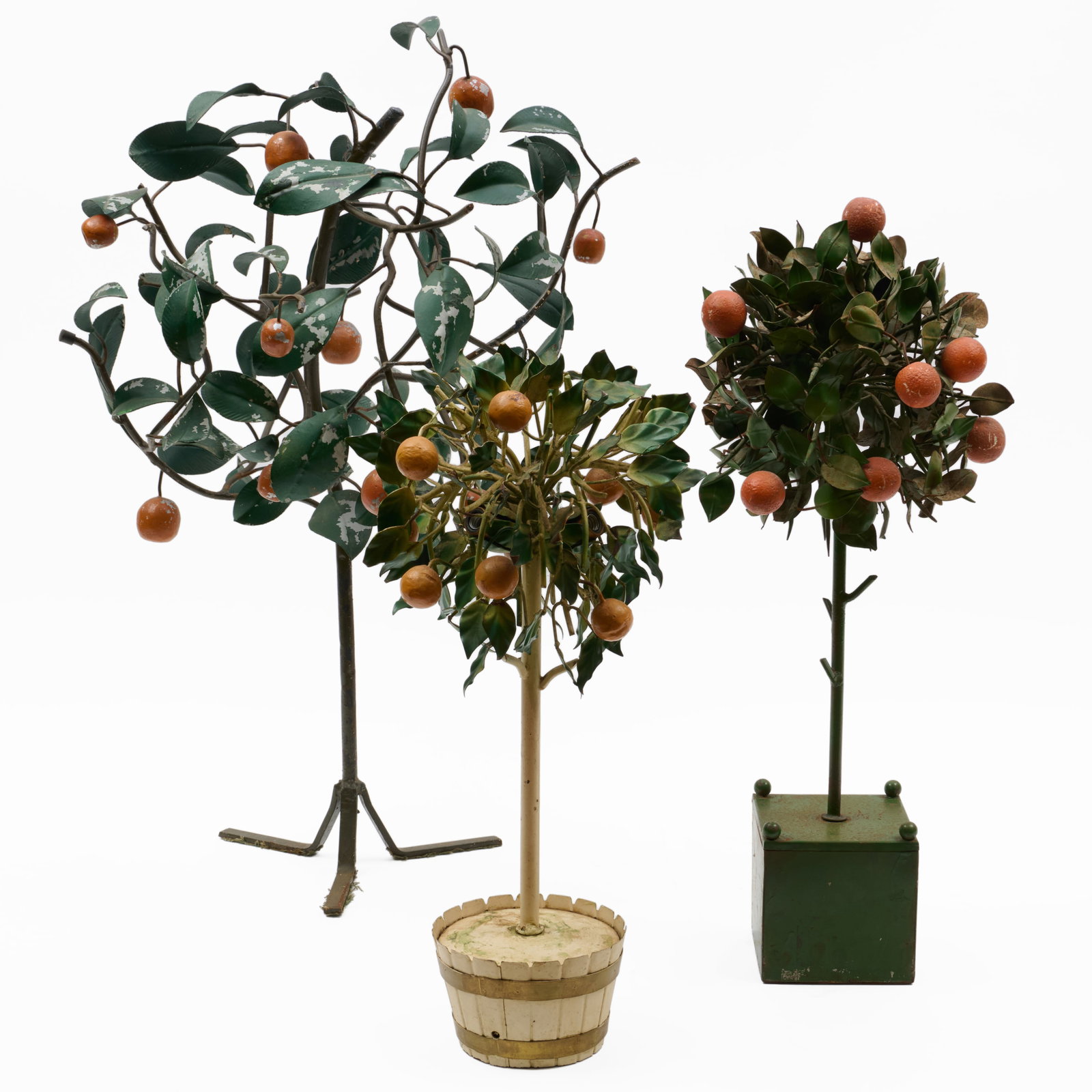 Group of Three Wrought Iron and Painted Tole Orange Trees (1 of 13)