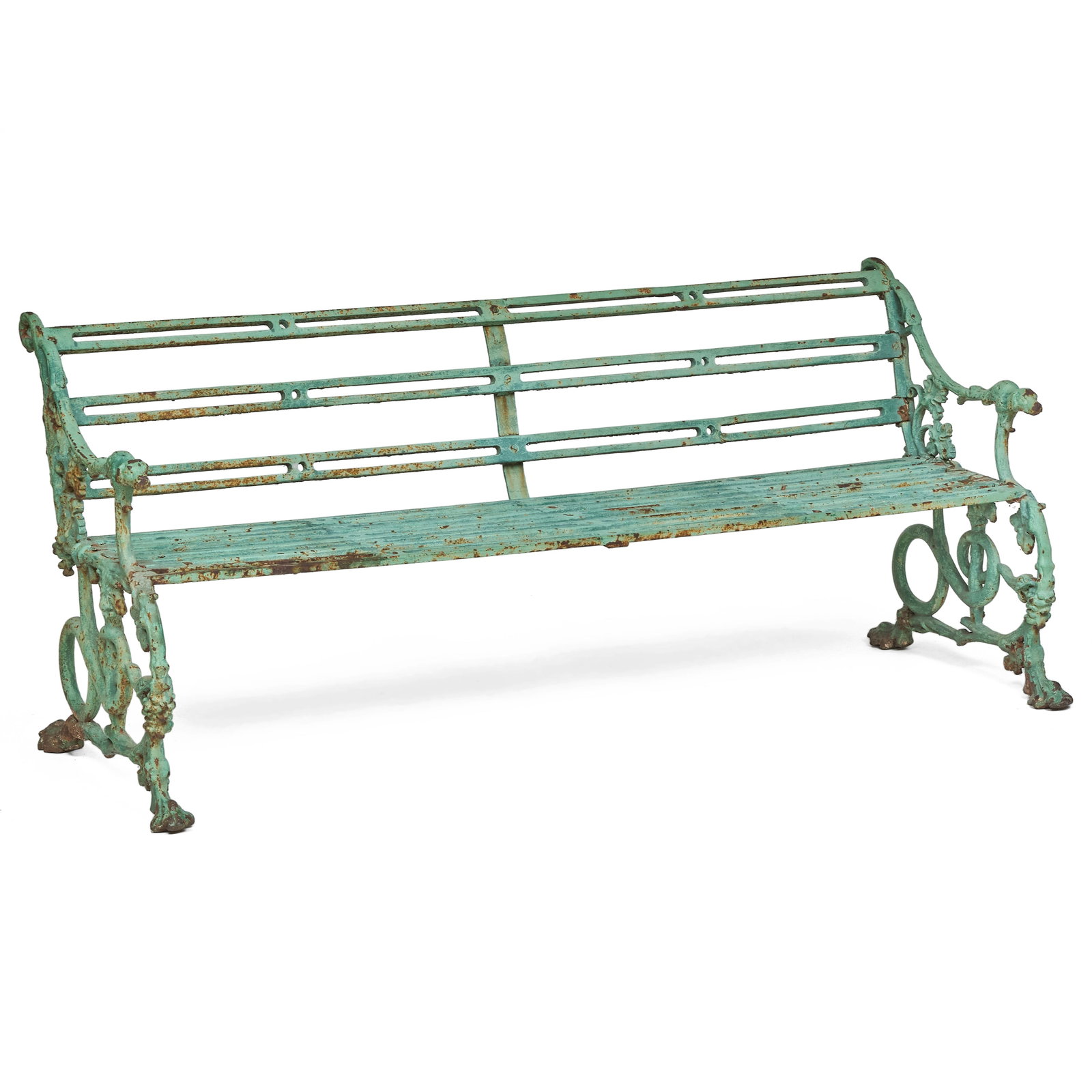 Cast Iron Garden Bench with Snakes and Dog Heads, Attributed to Coalbrookdale (1 of 7)