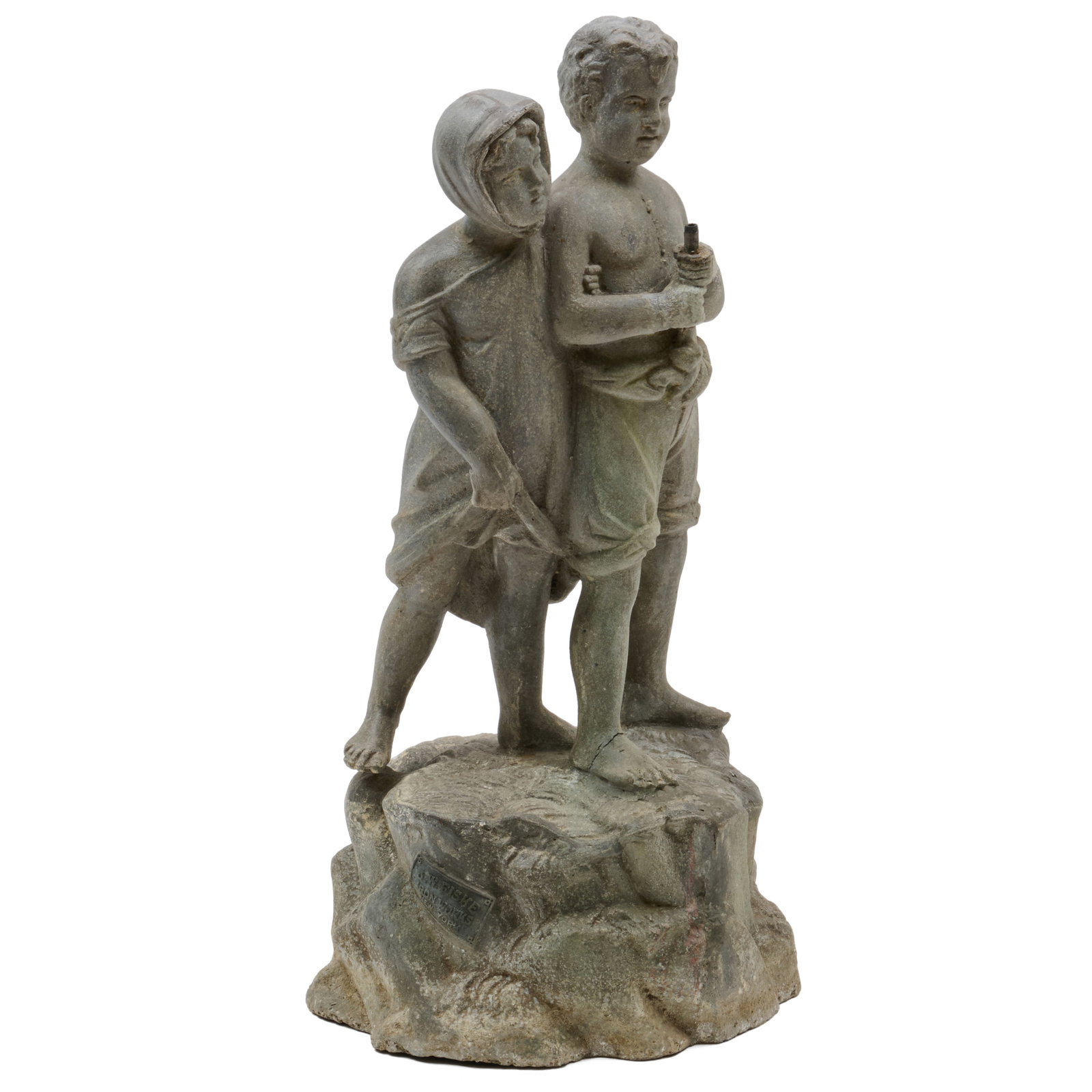 J.W. Fiske Cast Zinc Figural Fountainhead: J.W. Fiske Cast Zinc Figural Fountainhead Applied cast label.22 x 11 x 9 in. Property from the Collection of Joan Bogart.