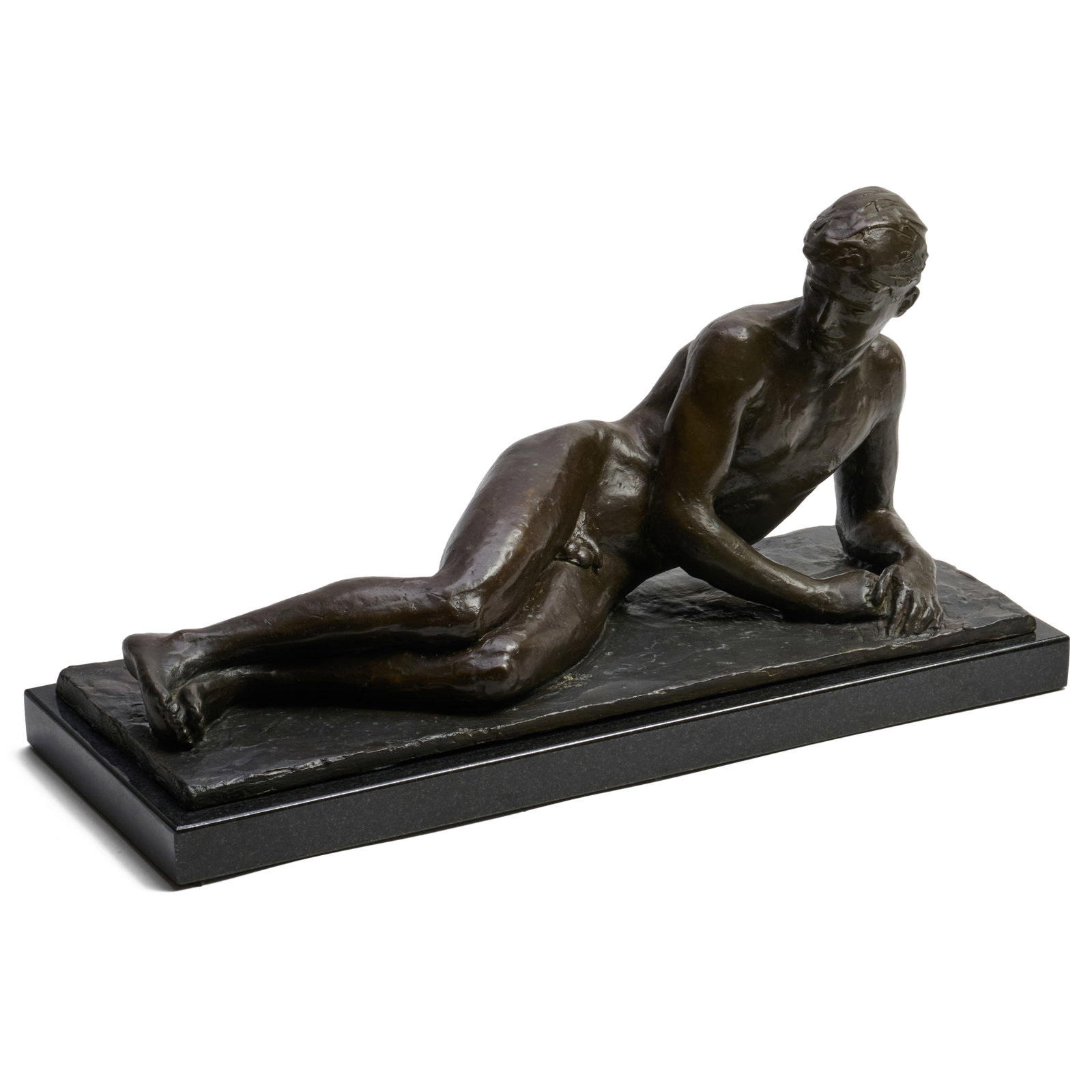 Walker Hancock (1901-1998): Reclining Nude: Walker Hancock (1901-1998): Reclining Nude Bronze, 1930, cast in 2006, signed 'W. Hancock' and dated at bottom, on a black marble base. 9 x 18 1/2 x 6 1/2 in. (without base). The Collection of Roger S