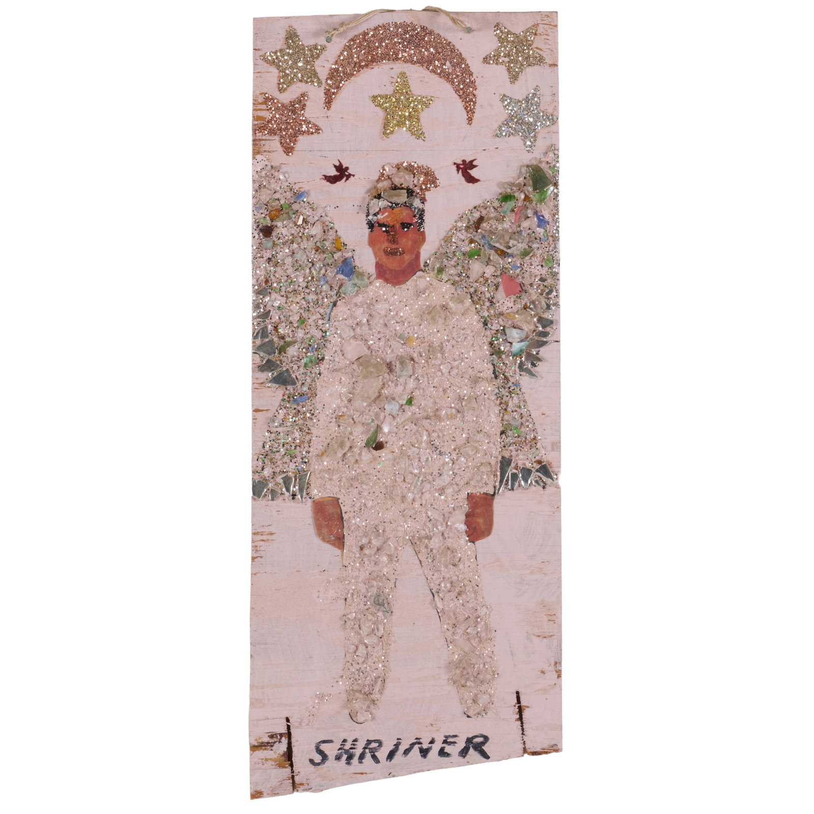 20th Century School: The Fresh Air Cure; and Shriner: 20th Century School: The Fresh Air Cure; and Shriner Two mixed media collage on wood, both titled and variously inscribed. 21 1/2 x 15 1/4 in., and 20 x 8 in., both unframed. The Collection of Roger