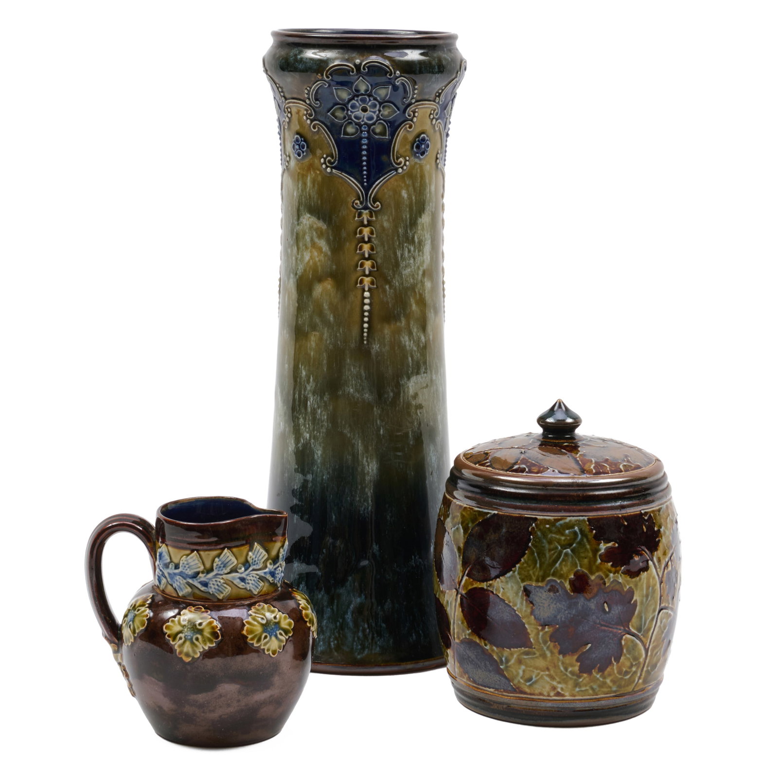 Royal Doulton Pottery Tobacco Jar, Pitcher, and a Vase (1 of 16)
