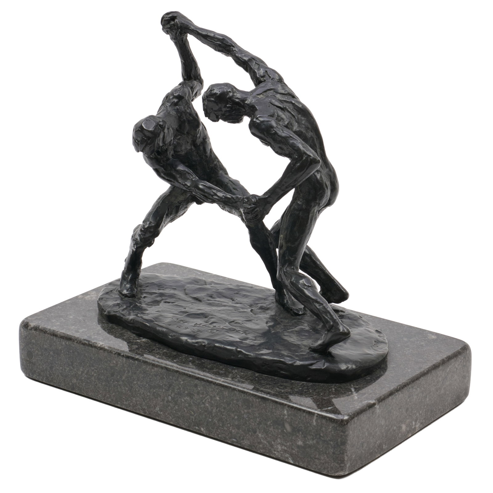 Walker Hancock (1901-1998): Hand Wrestlers: Walker Hancock (1901-1998): Hand Wrestlers Bronze with dark brown patina, 1976, cast in 2003, signed 'W. Hancock' and dated 2003 at bottom, on a black marble base. 8 1/2 x 8 x 5 in. (with base). The C