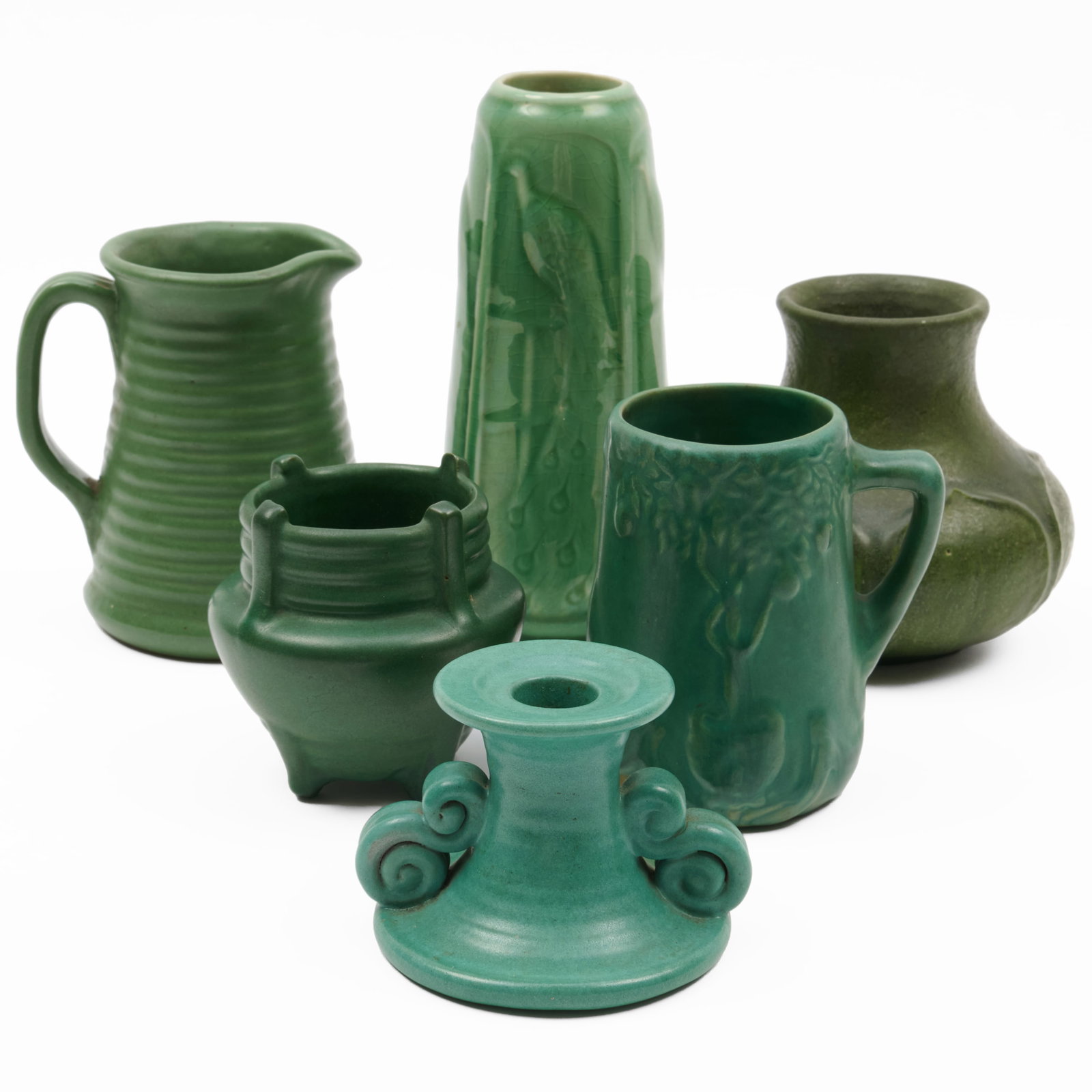 Group of Six Green Glazed Art Pottery Articles (1 of 20)