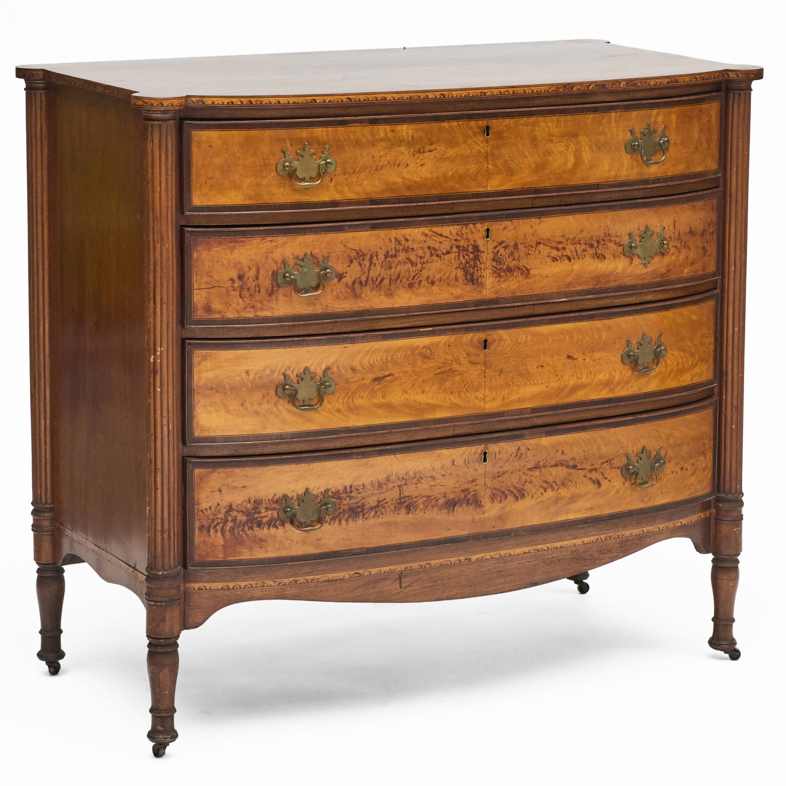 Federal Mahogany and Satinwood Bow-Front Chest of Drawers (1 of 8)