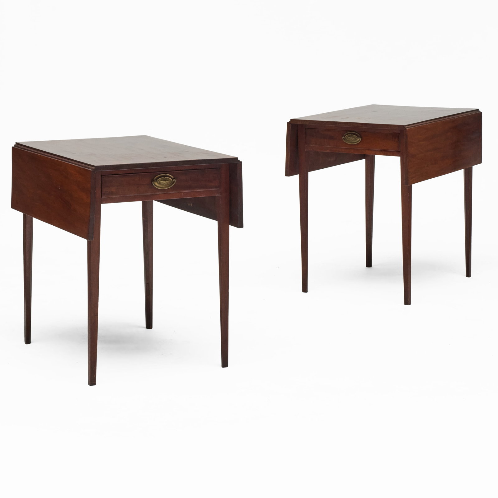 Pair of New England Mahogany Pembroke Tables: Pair of New England Mahogany Pembroke Tables Each fitted with a drawer. 29 x 30 x 21 1/4 in. closed.29 x 30 x 38 in., open.