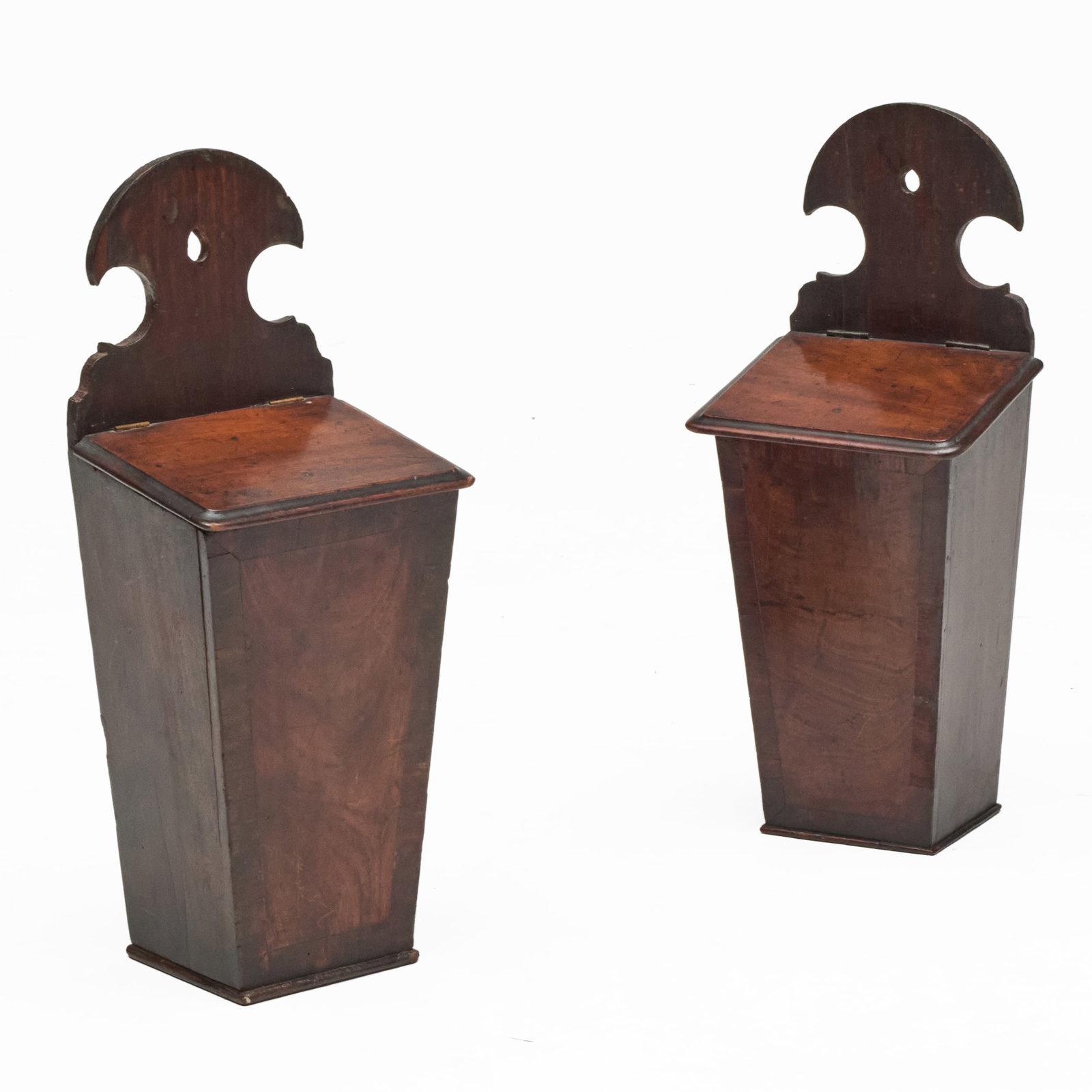 Two Mahogany Wall Hanging Boxes: Two Mahogany Wall Hanging Boxes 19 1/2 x 8 x 8 1/4 in.