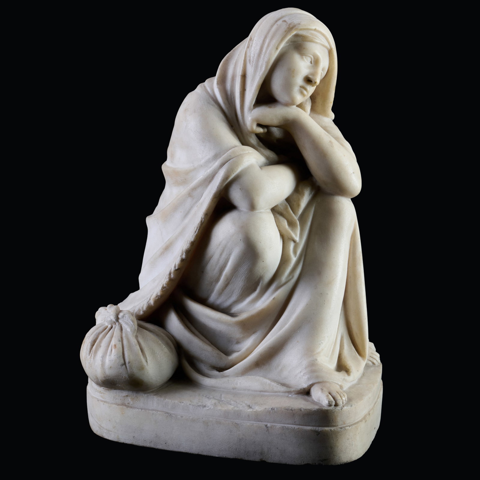 Small Carved Marble Statue of a Seated Woman: Small Carved Marble Statue of a Seated Woman 16 x 13 x 14 in. Collection of Lee B. Anderson, 35 Stuyvesant St., NYC.