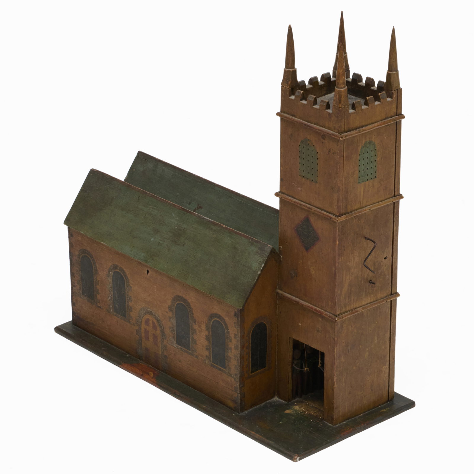 American Painted Pine Church Form Automaton Box: American Painted Pine Church Form Automaton Box 25 x 24 x 10 1/2 in. The Collection of a Private Connecticut Collector.