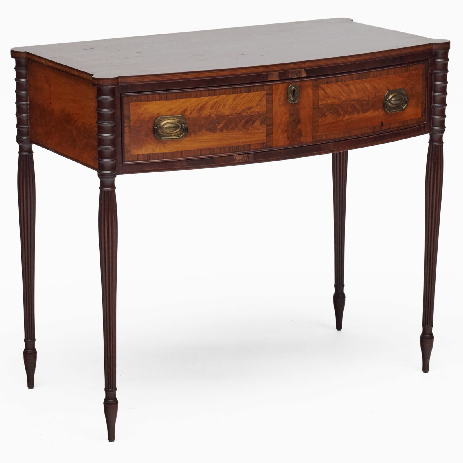 Federal Figured Mahogany and Flame Birch Bow-Front Serving Table (1 of 11)
