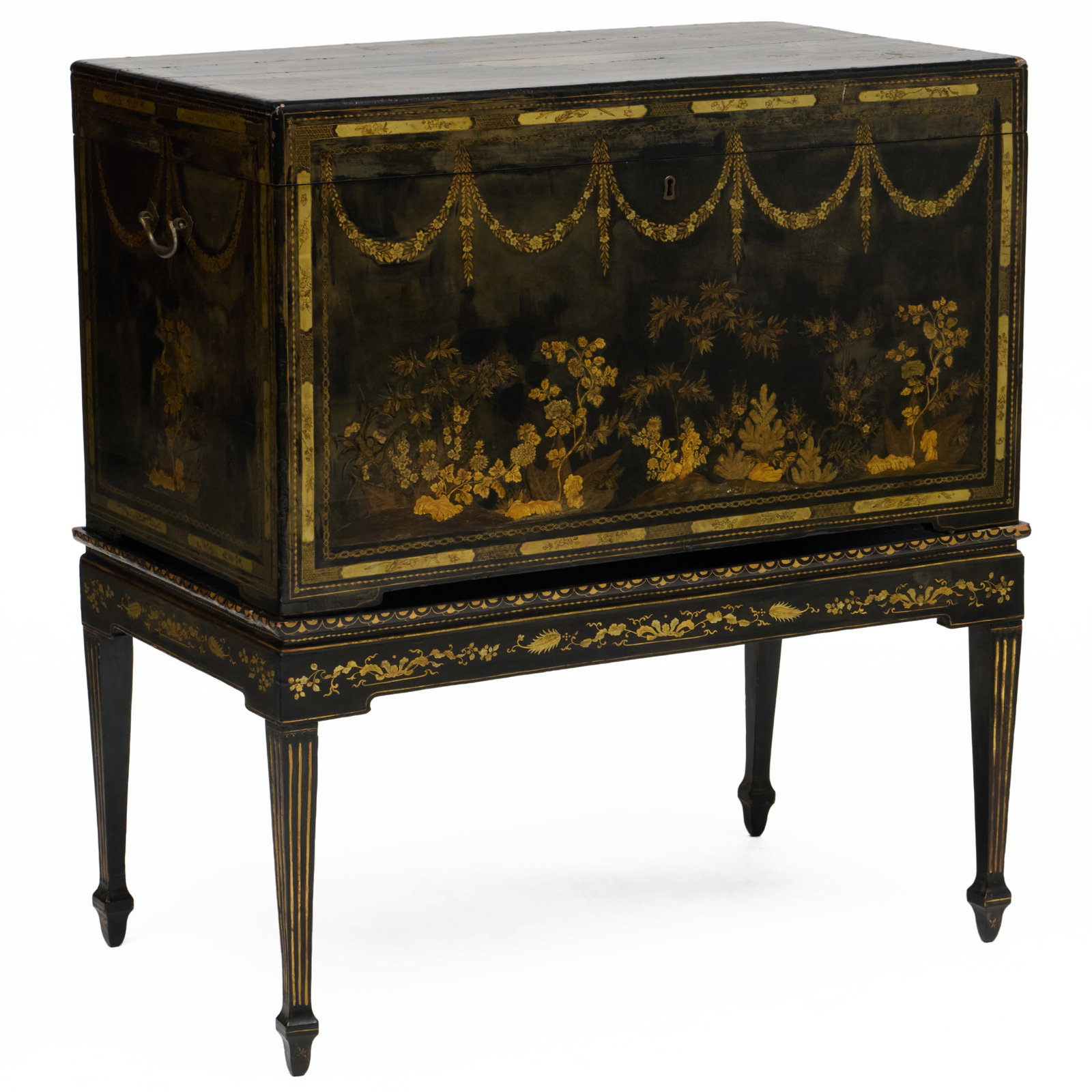 Chinese Export Black Lacquer and Parcel-Gilt Chest on Stand (1 of 13)