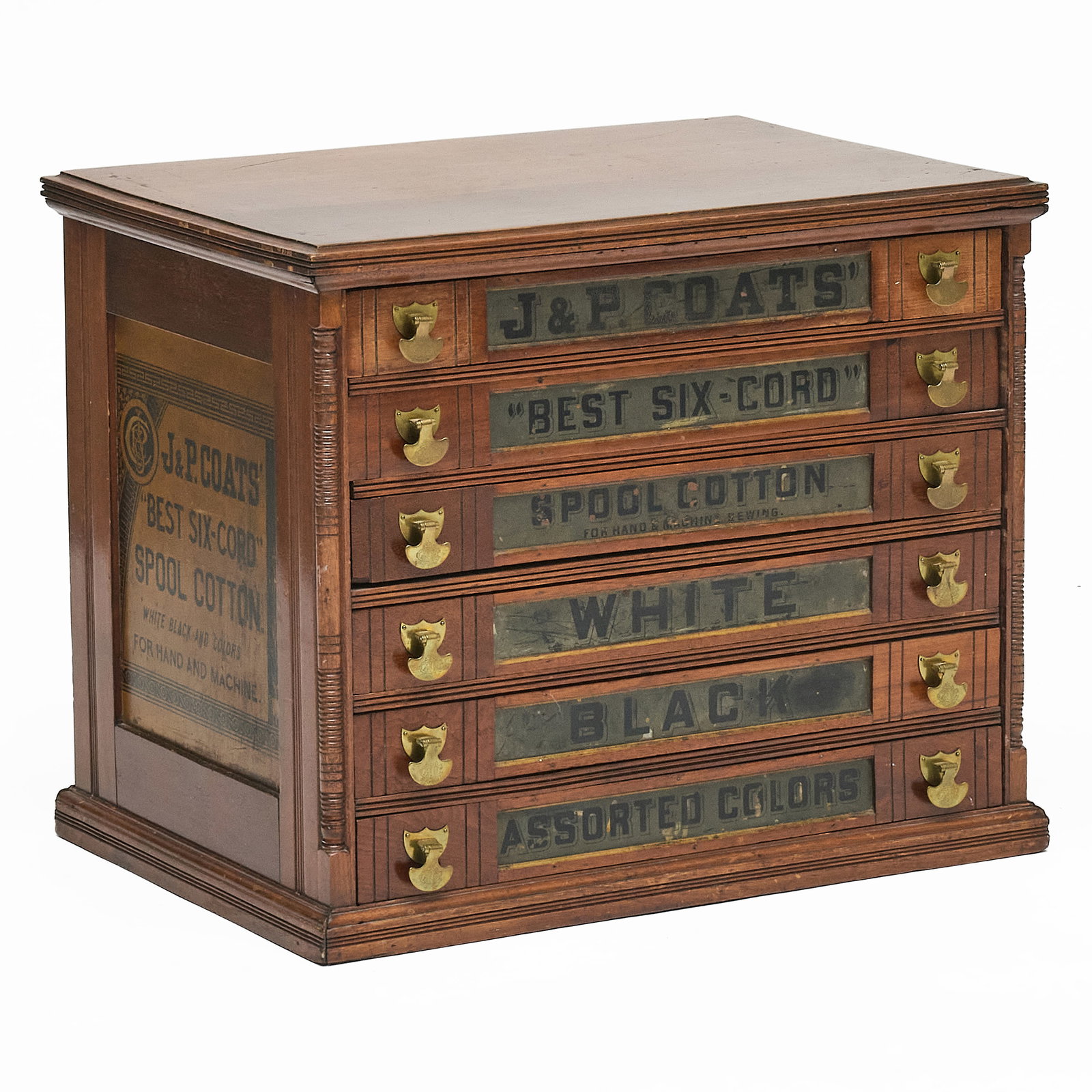 Painted Oak J&P Coats' Retailer's Six Drawer Chest: Painted Oak J&P Coats' Retailer's Six Drawer Chest 20 1/2 x 24 1/2 x 18 in. Property from the Estate of Dr. Lawrence Gordon, NY