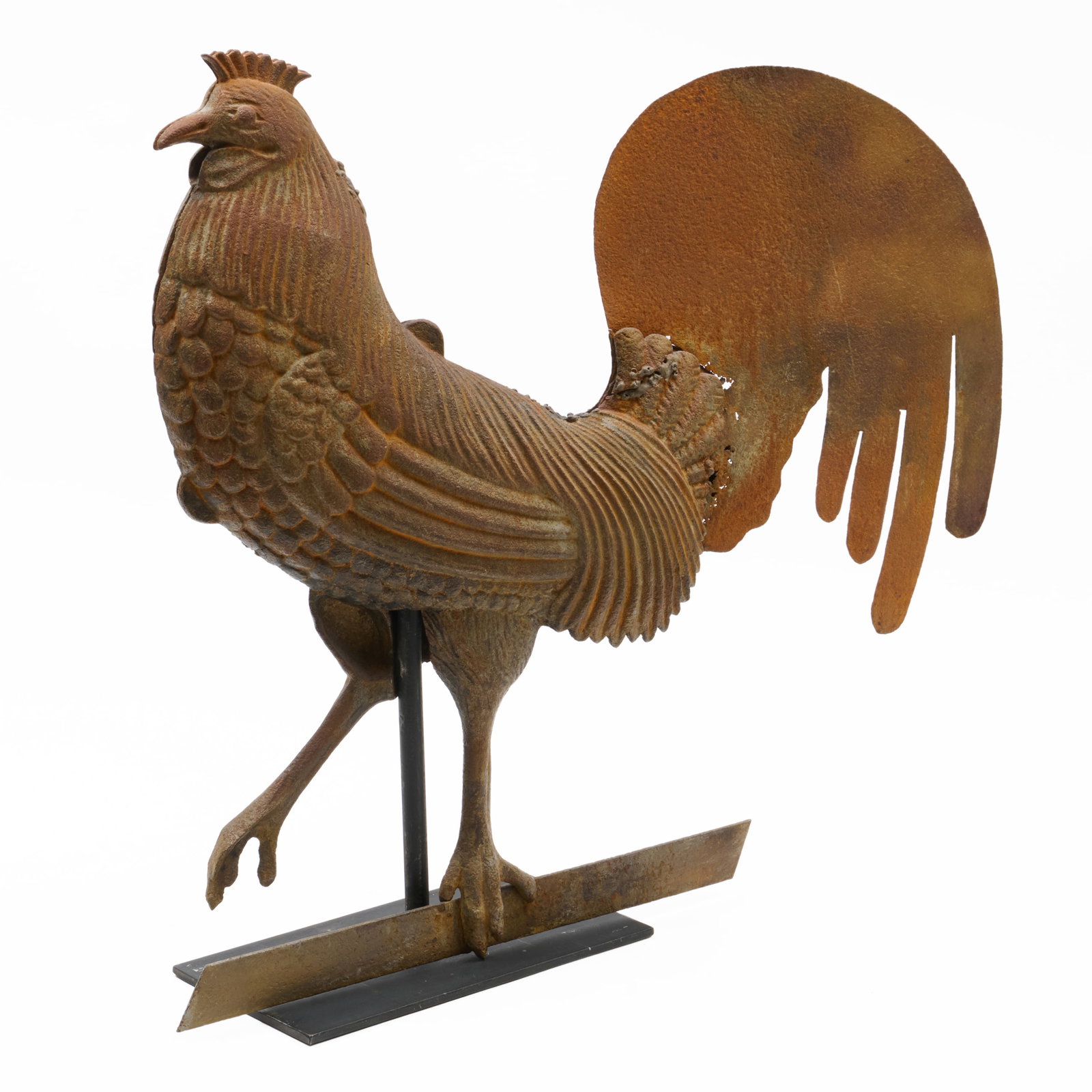 Cast Iron and Sheet Metal Rooster Weathervane, Rochester Iron Works, New Hampshire (1 of 8)