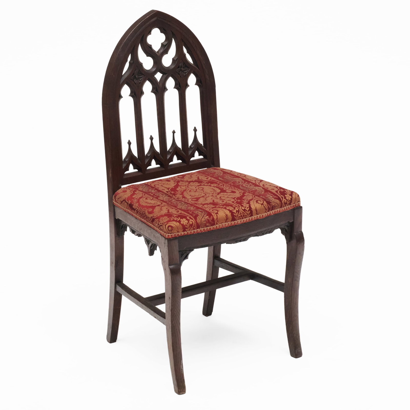 Small Gothic Revival Carved Oak Side Chair (1 of 8)