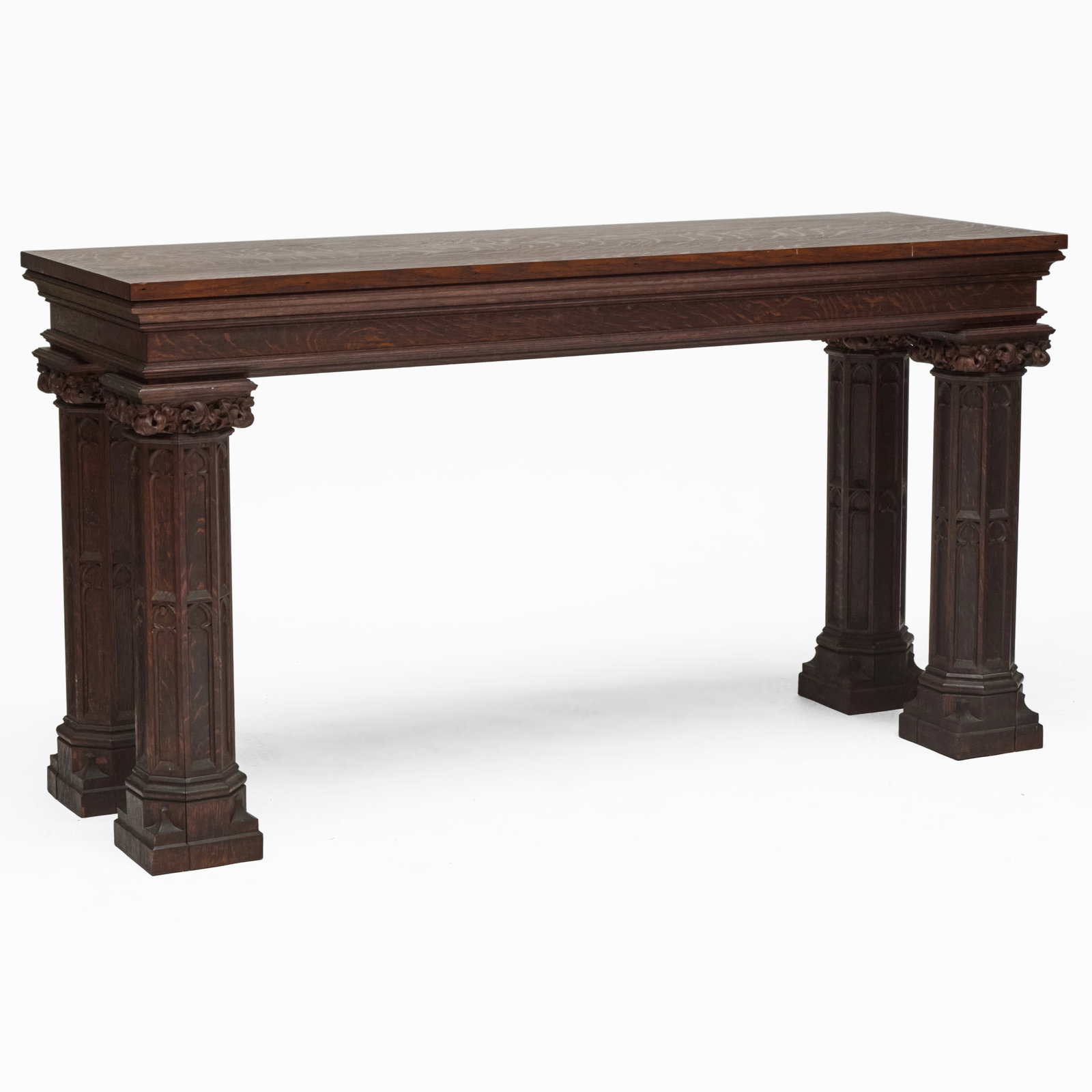 Gothic Revival Carved Oak Altar Table (1 of 7)